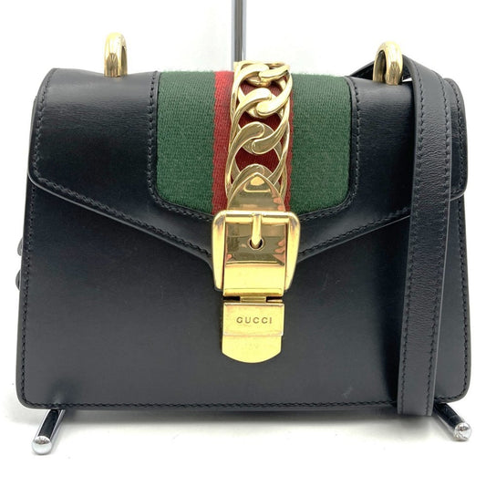 Gucci Sherry Line Black Leather Shoulder Bag