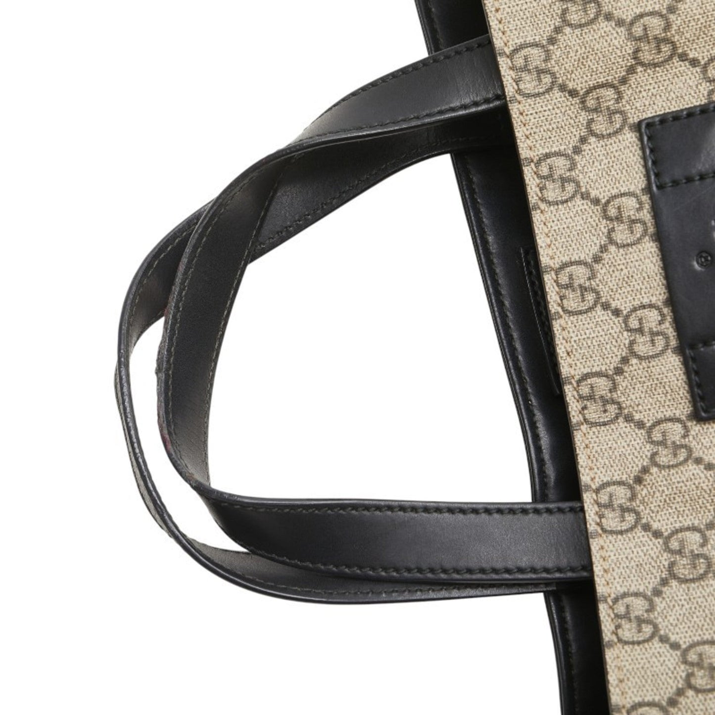 Gucci Beige Black Pvc Leather Shoulder Bag Tote Bag