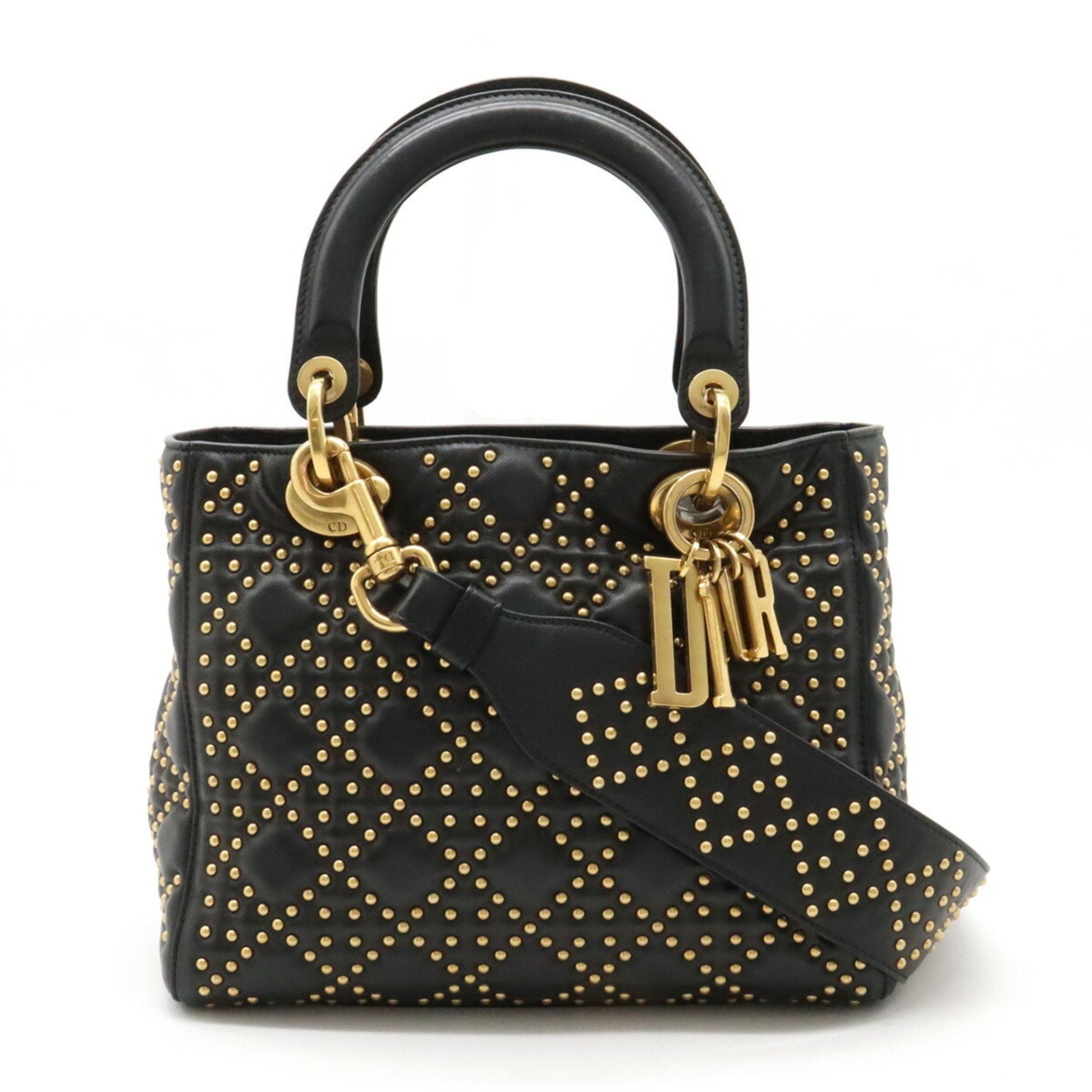 Dior Handbag Christian Lady Shoulder Bag 6 Leather Black