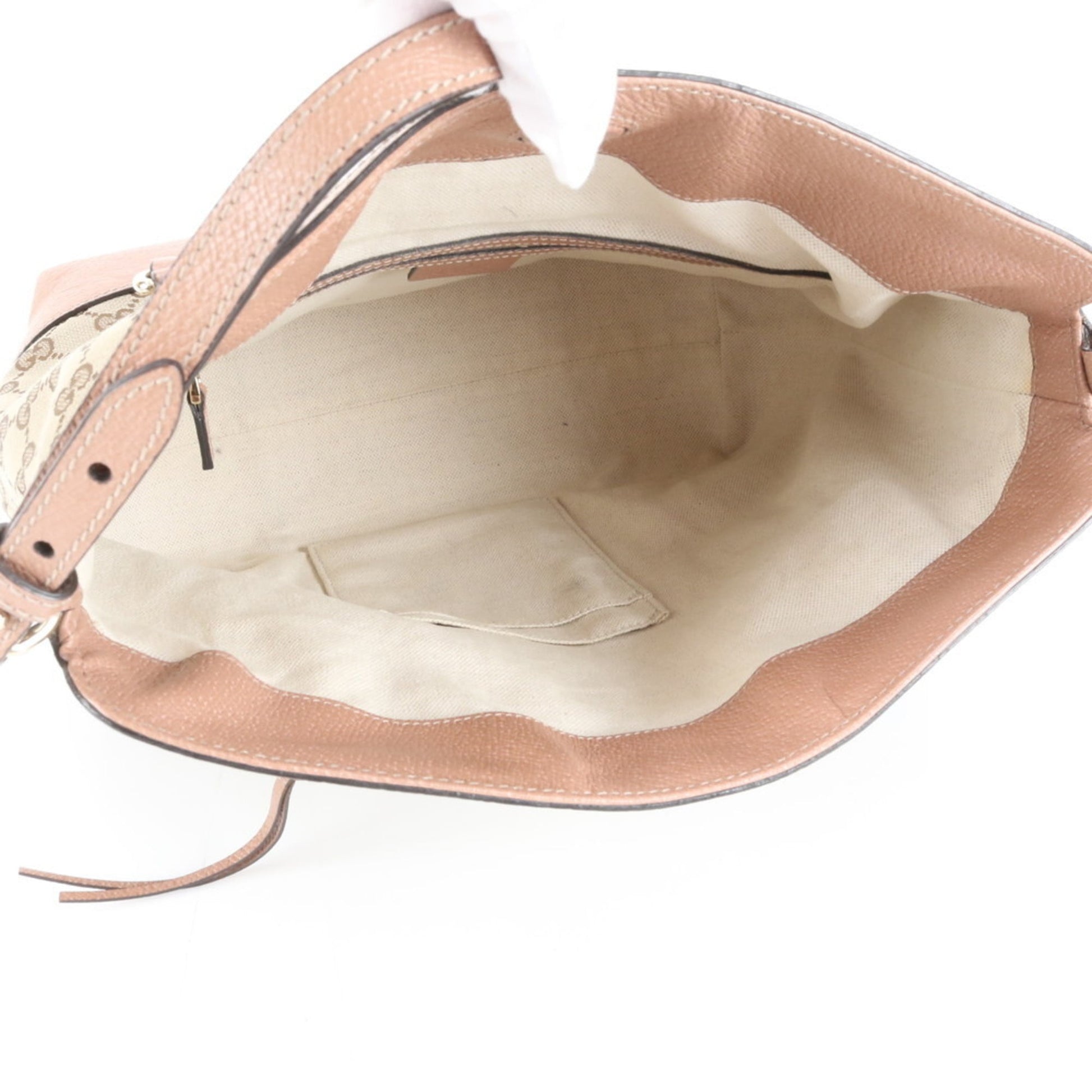 Gucci Pink Beige Leather Canvas Tote Bag