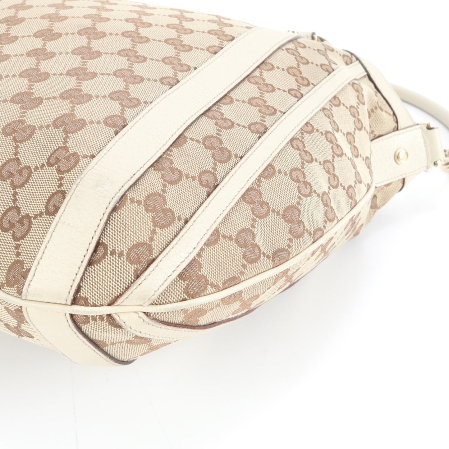 Gucci Brown White Leather Canvas Shoulder Bag