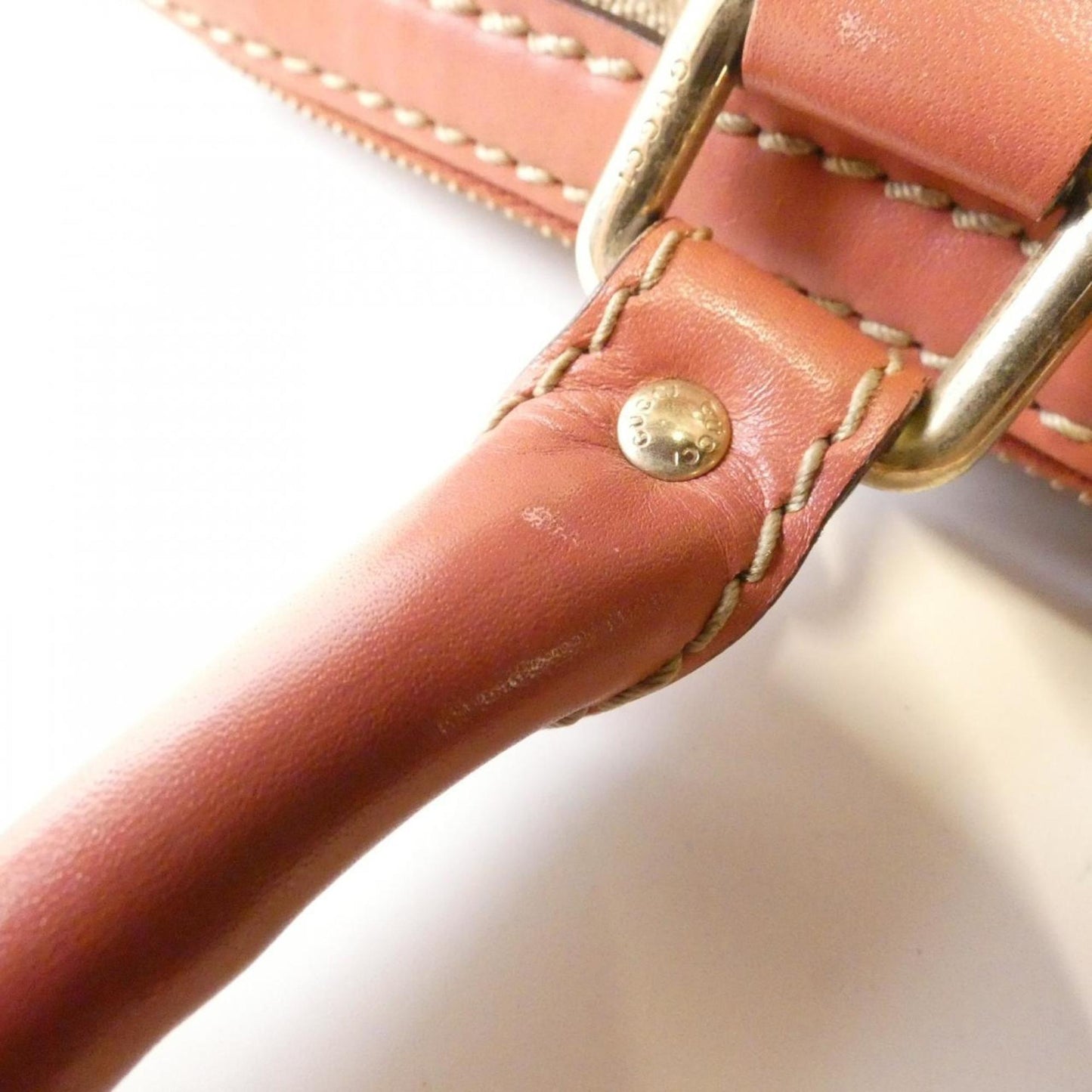 Gucci Beige Pink Canvas Handbag