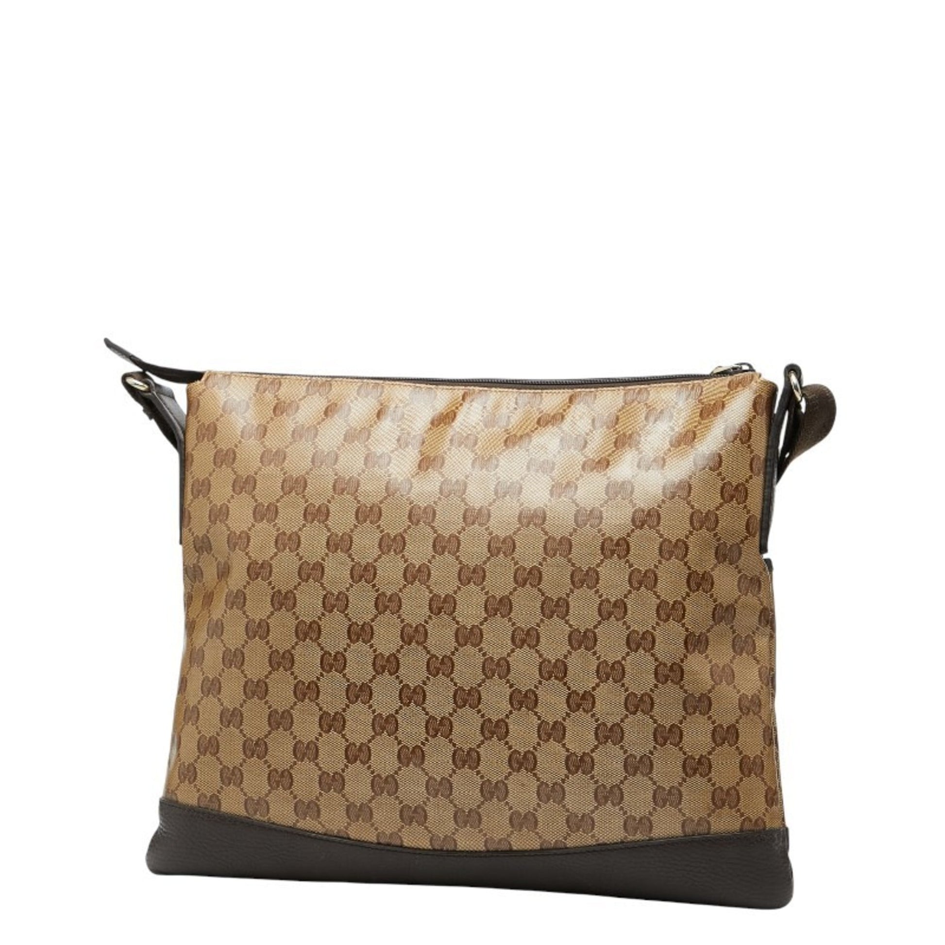 Gucci Beige Brown Pvc Leather Shoulder Bag