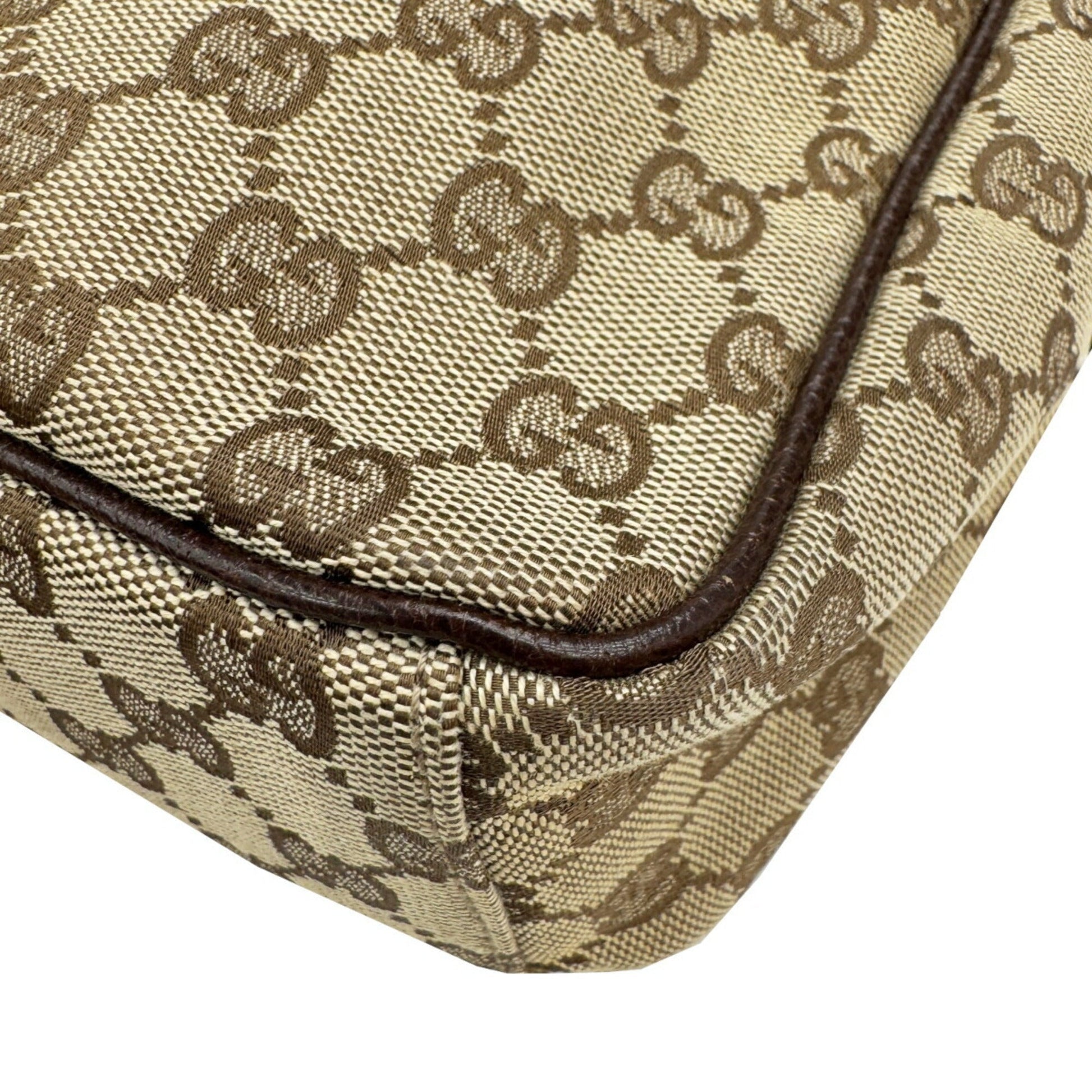 Gucci Brown Gg Canvas Leather Shoulder Bag