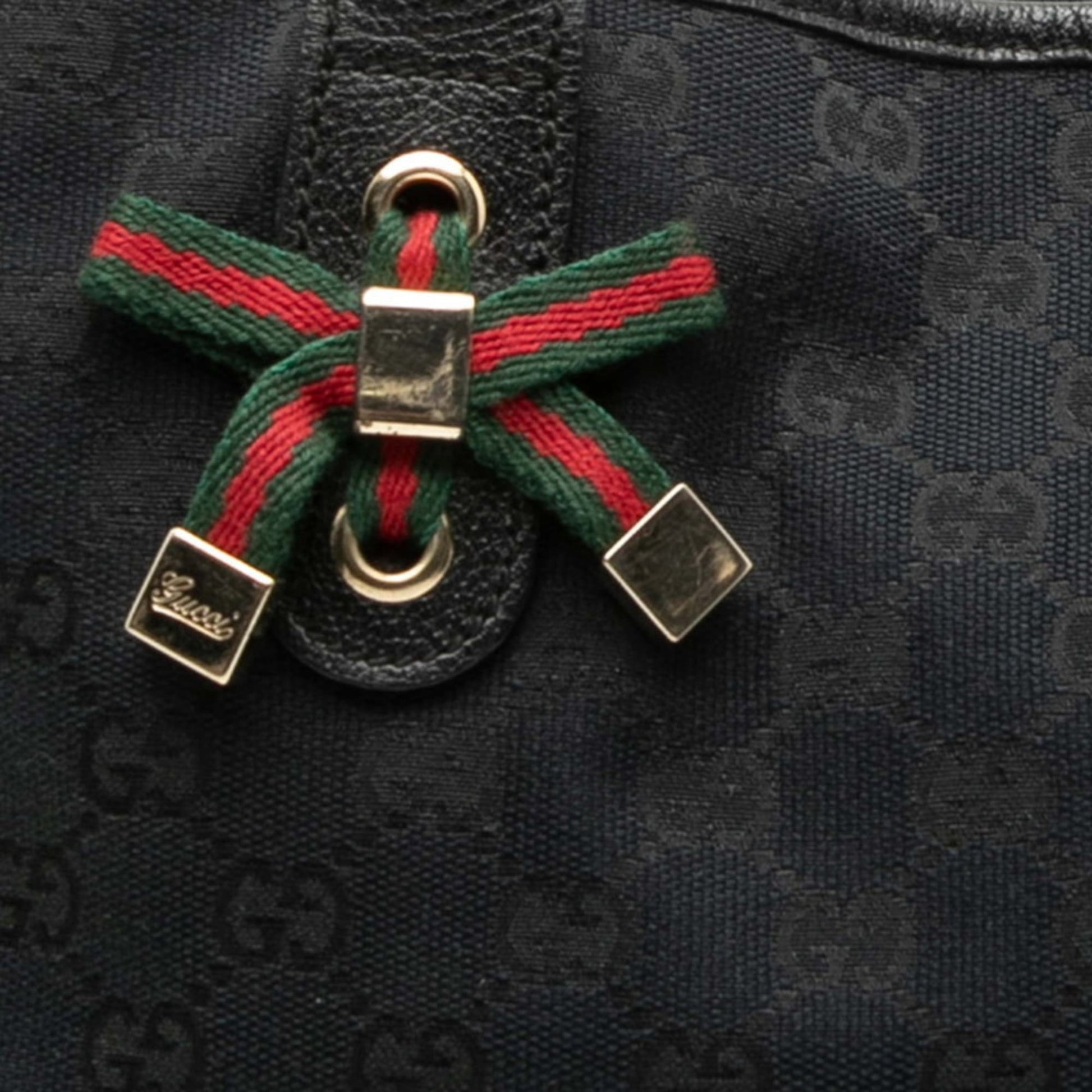 Gucci Black Canvas Leather Shoulder Bag Tote Bag