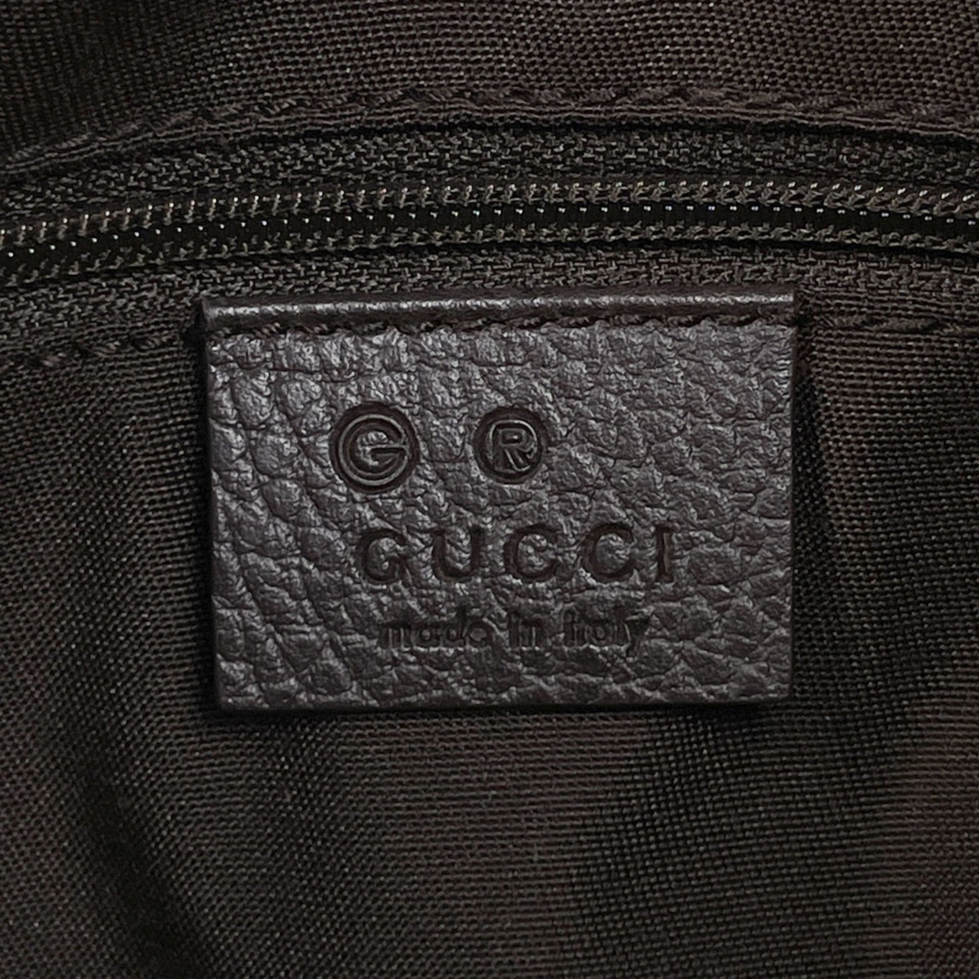 Gucci Beige Brown Gg Canvas Leather Shoulder Bag