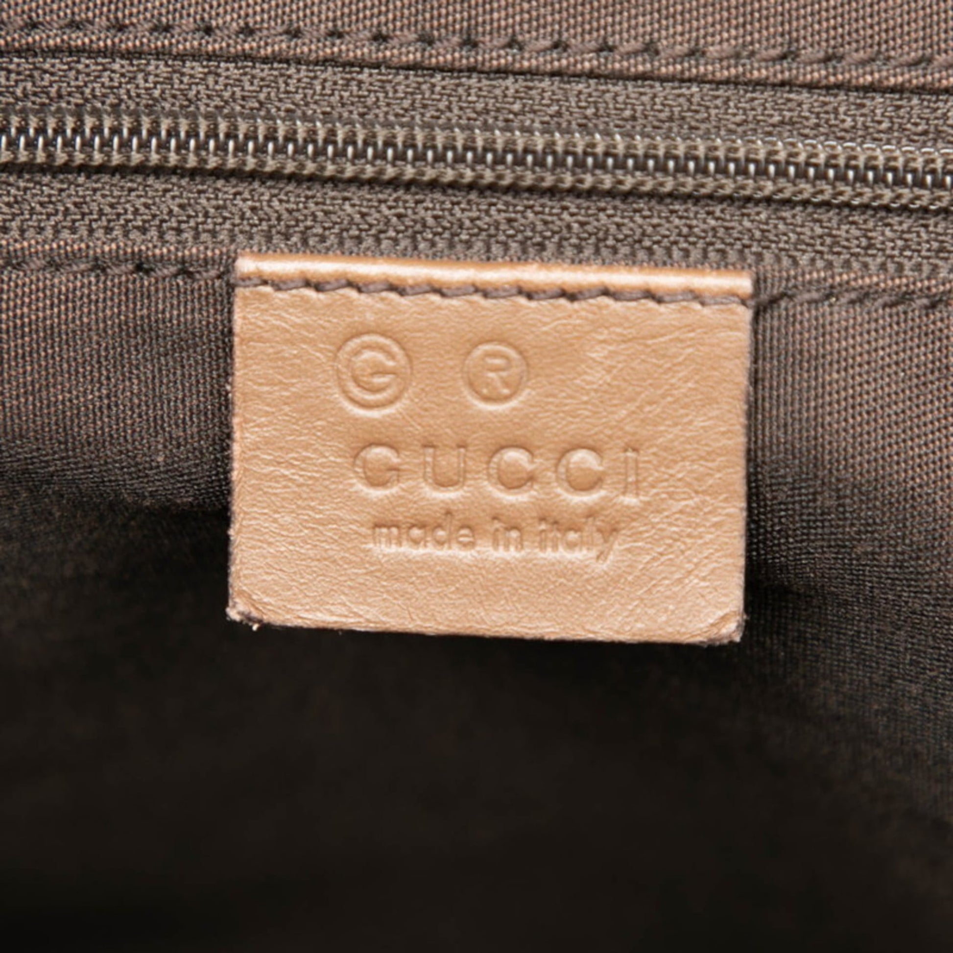 Gucci Beige Brown Canvas Leather Tote Bag