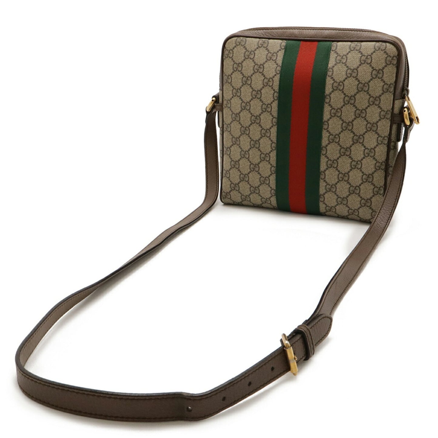 Gucci Beige Brown Gg Supreme Canvas Leather Pvc Coated Canvas Shoulder Bag