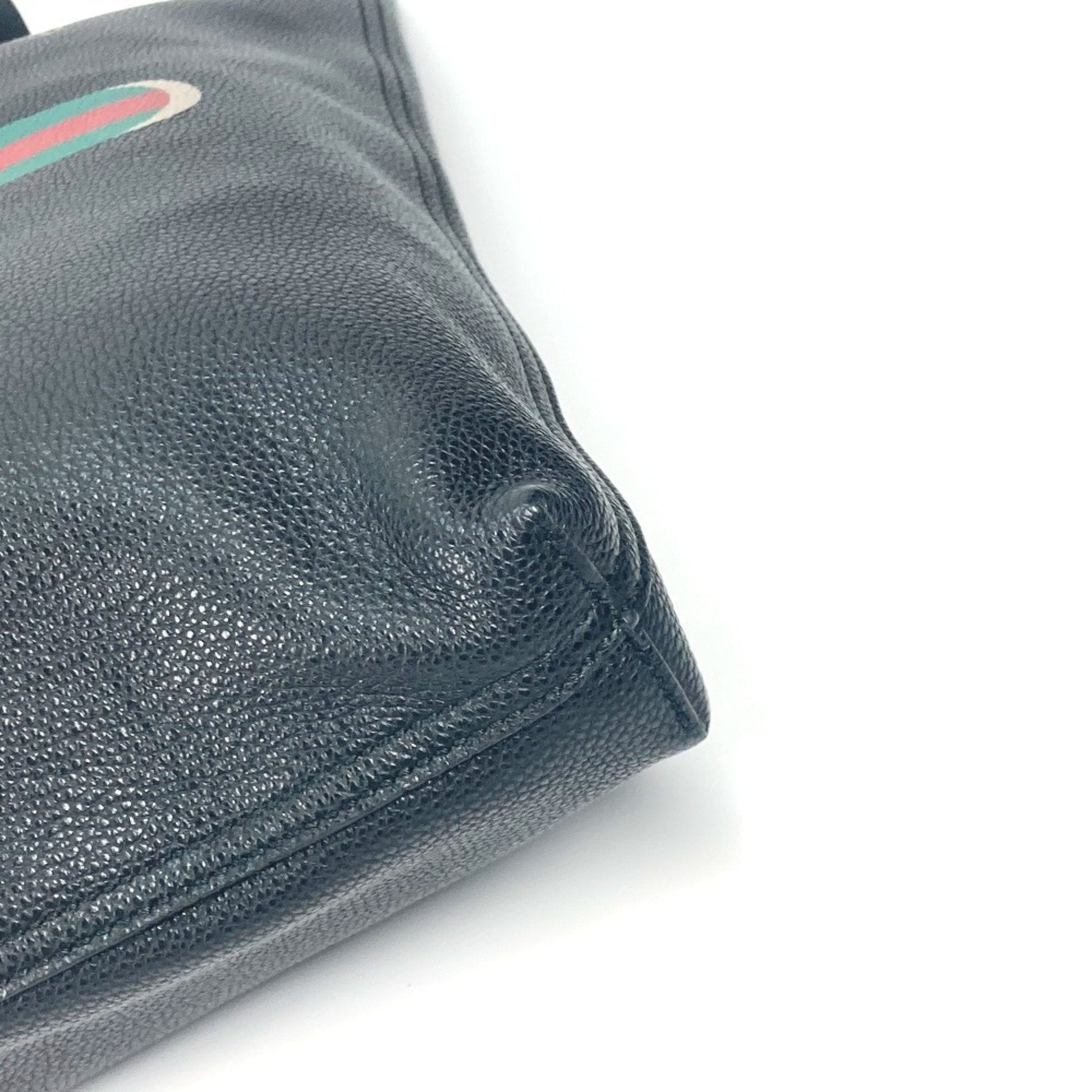 Gucci Sherry Line Black Leather Shoulder Bag Tote Bag