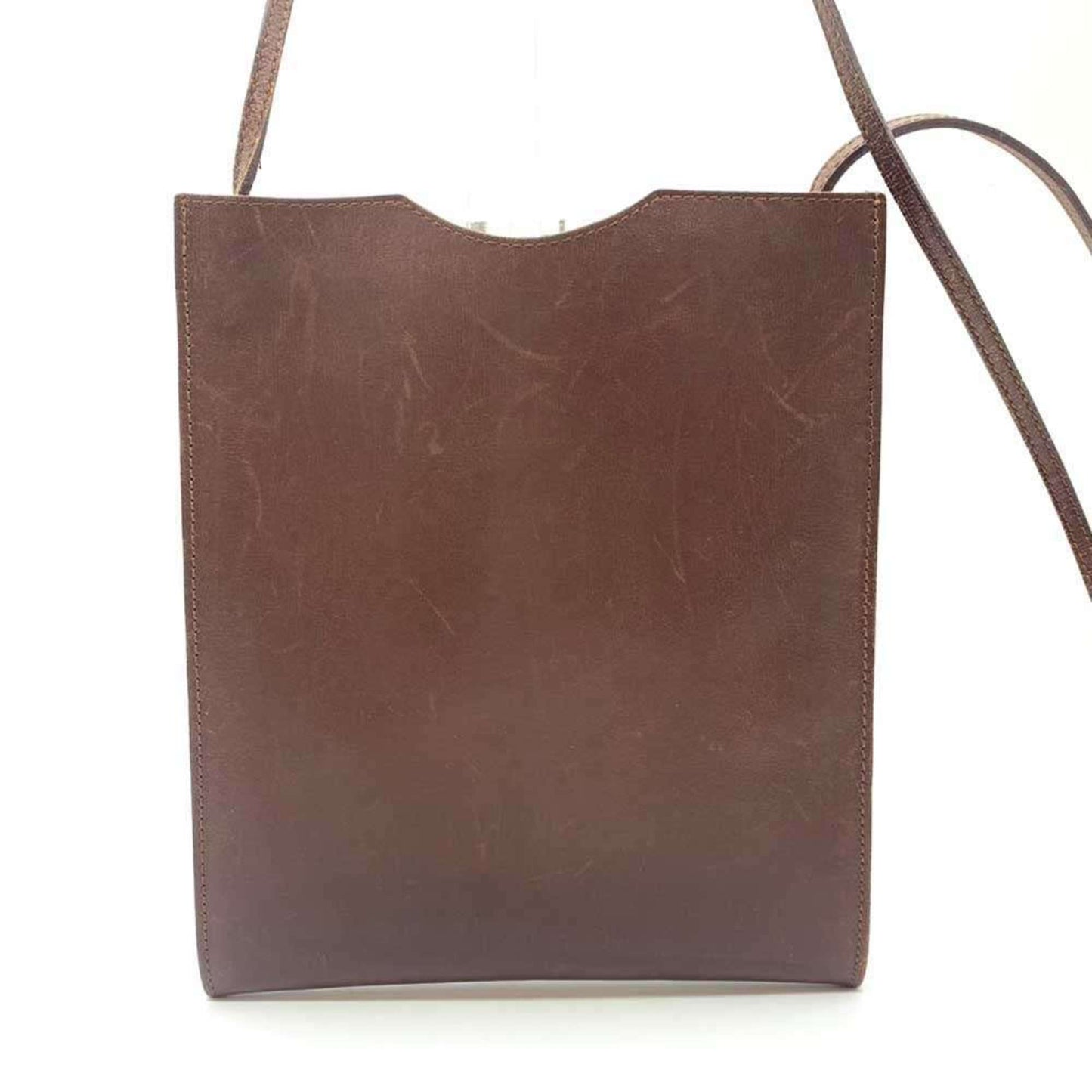 Hermes Box Calf Pochette Shoulder Bag Leather Brown Shoulder Bag