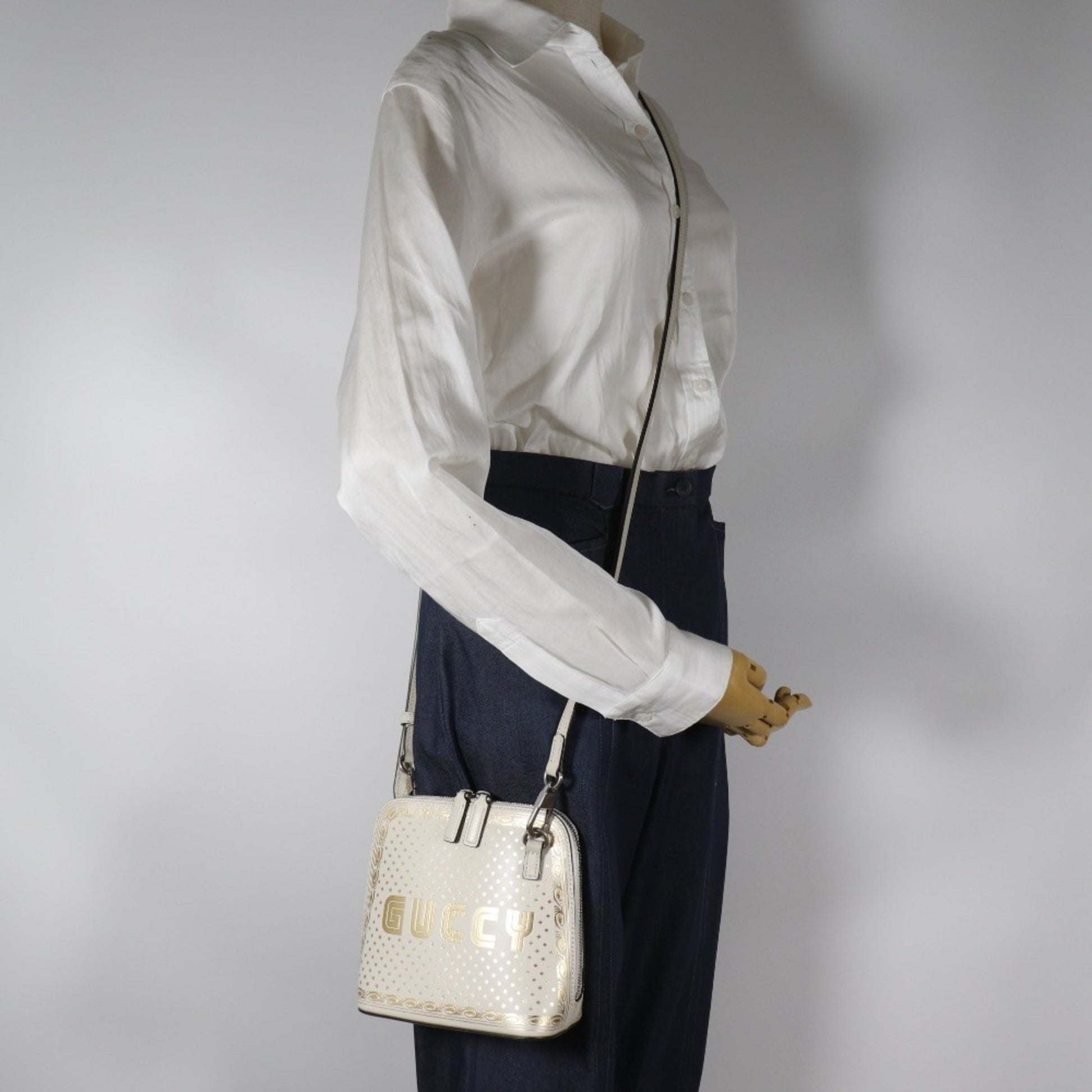 Gucci White Leather Shoulder Bag