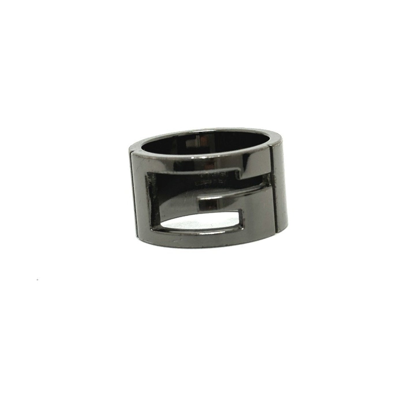 Gucci Black Silver Metal Band Ring