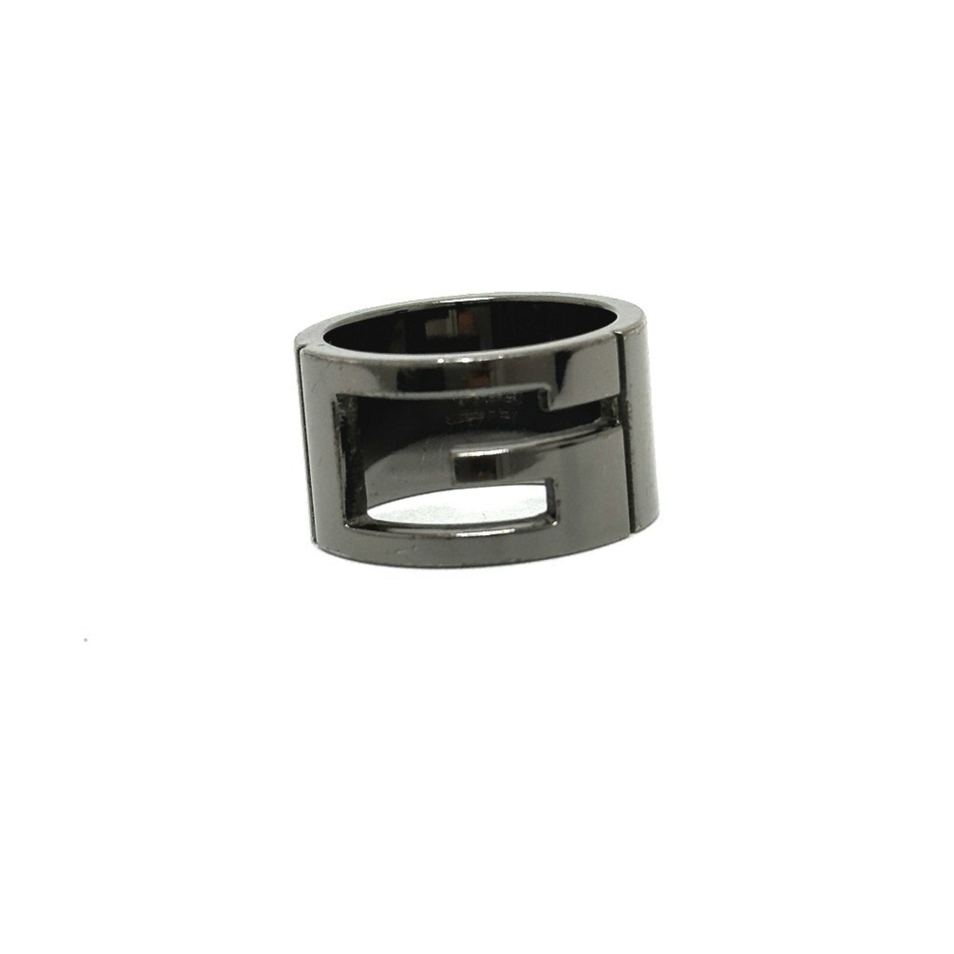 Gucci Black Silver Metal Band Ring