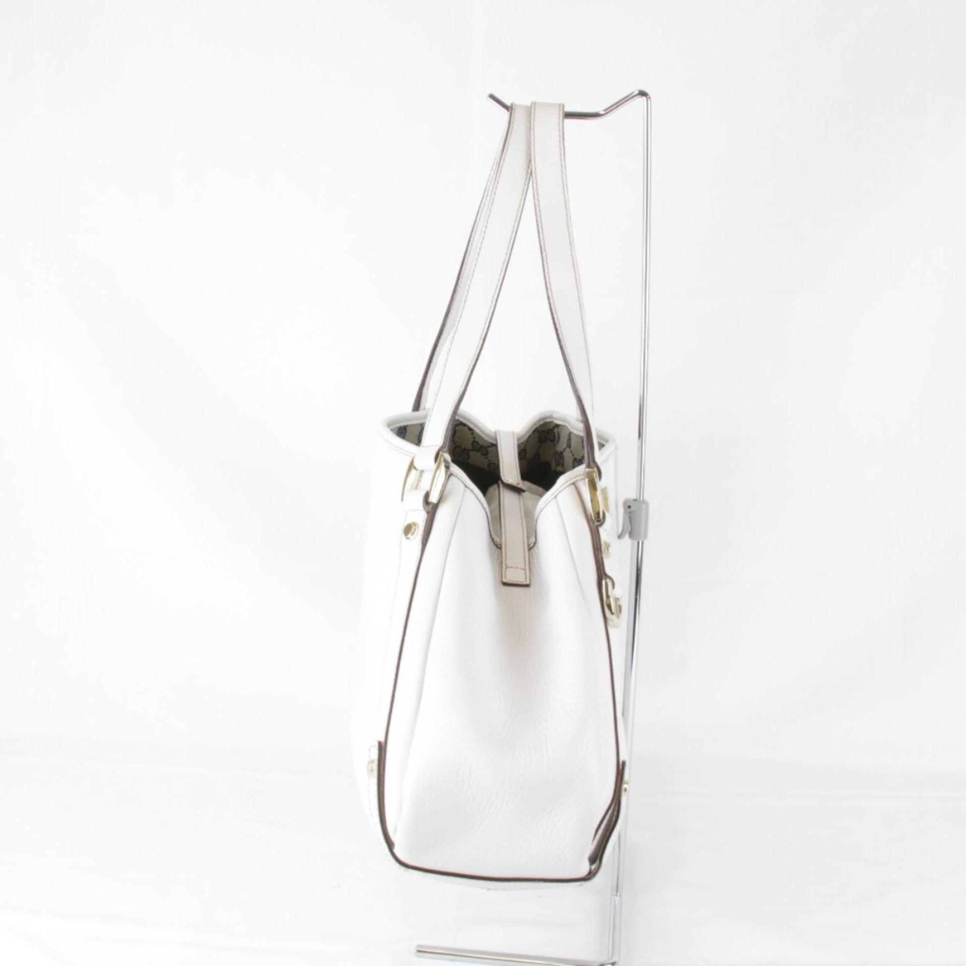 Gucci White Leather Tote Bag