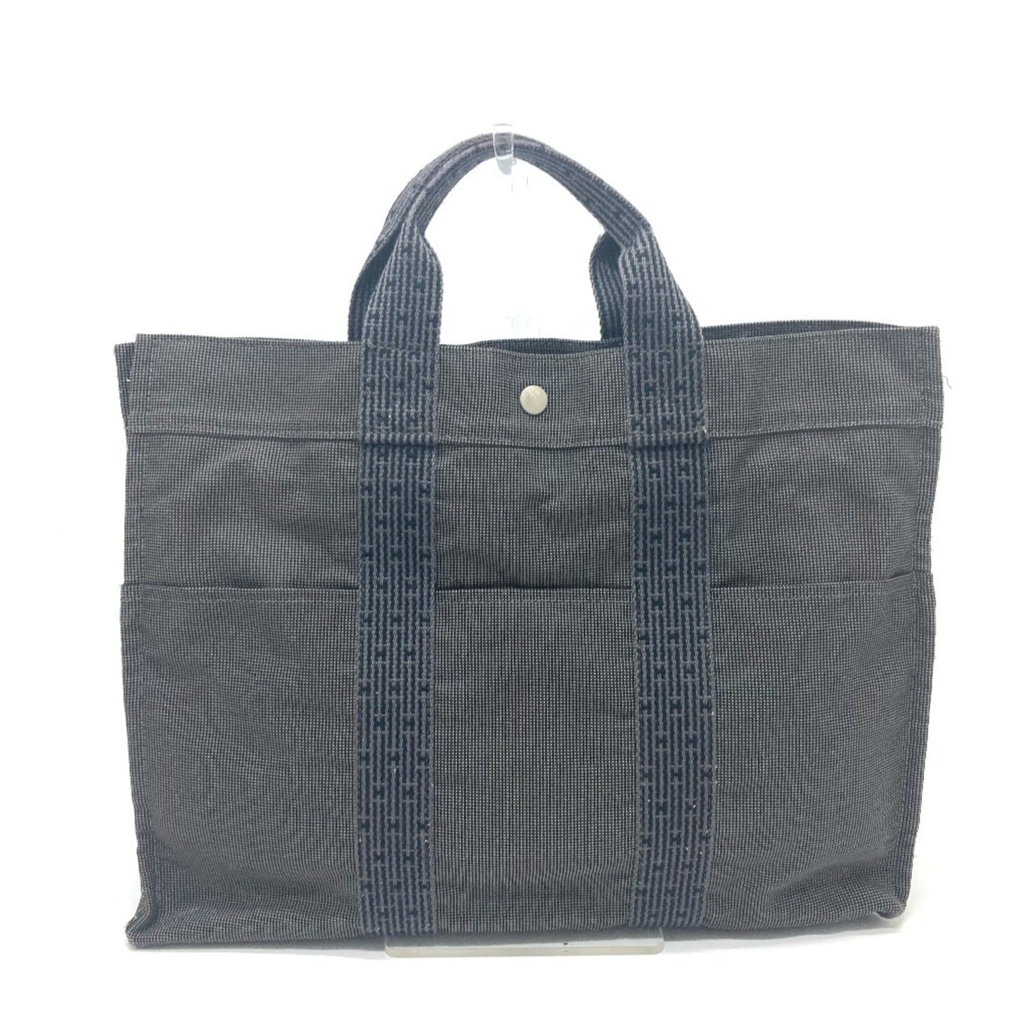 Hermes Handbag Tote Bag Canvas Gray Tote Bag 1