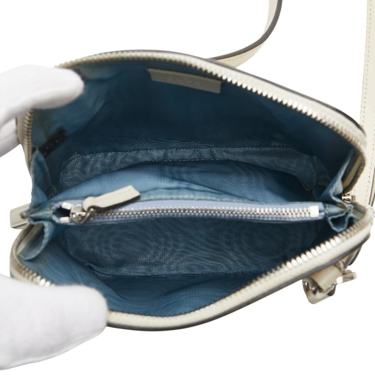 Gucci Gold White Leather Shoulder Bag