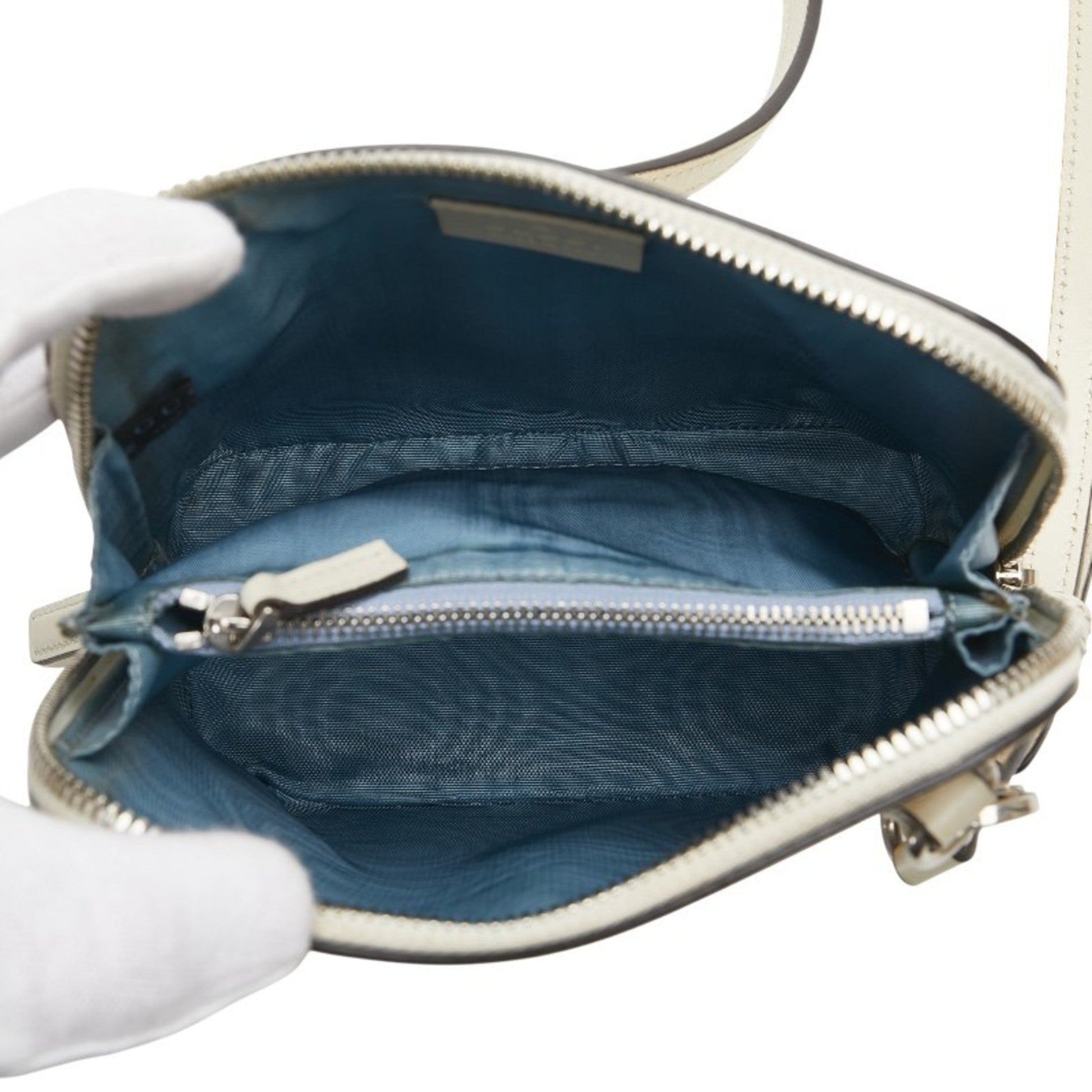 Gucci Gold White Leather Shoulder Bag