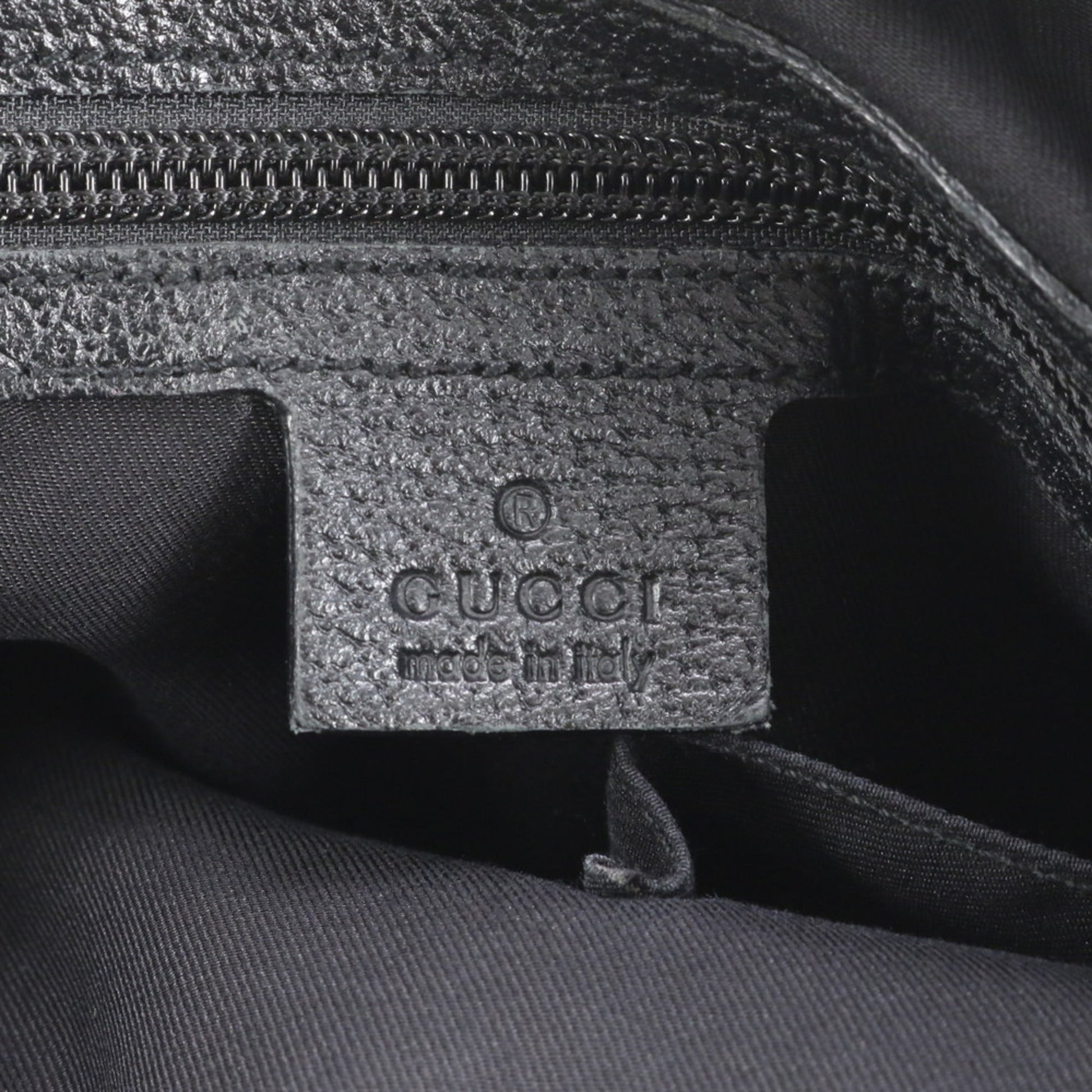 Gucci Black Leather Canvas Tote Bag