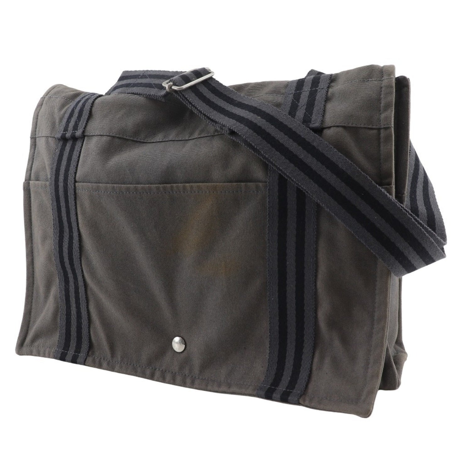Hermes Fourre Tout Cotton Shoulder Bag Canvas Gray