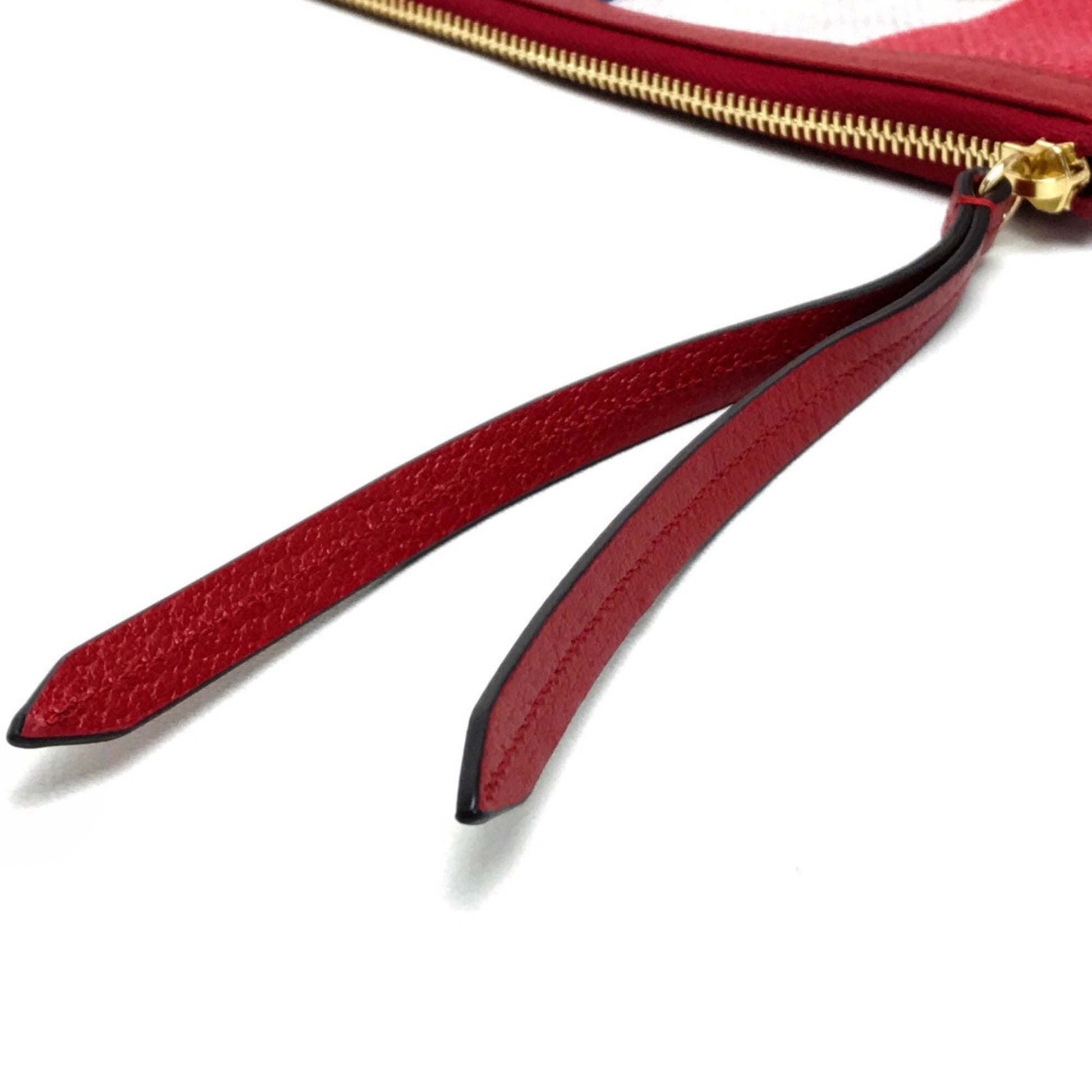 Gucci Red Color Canvas Leather Clutch Bag