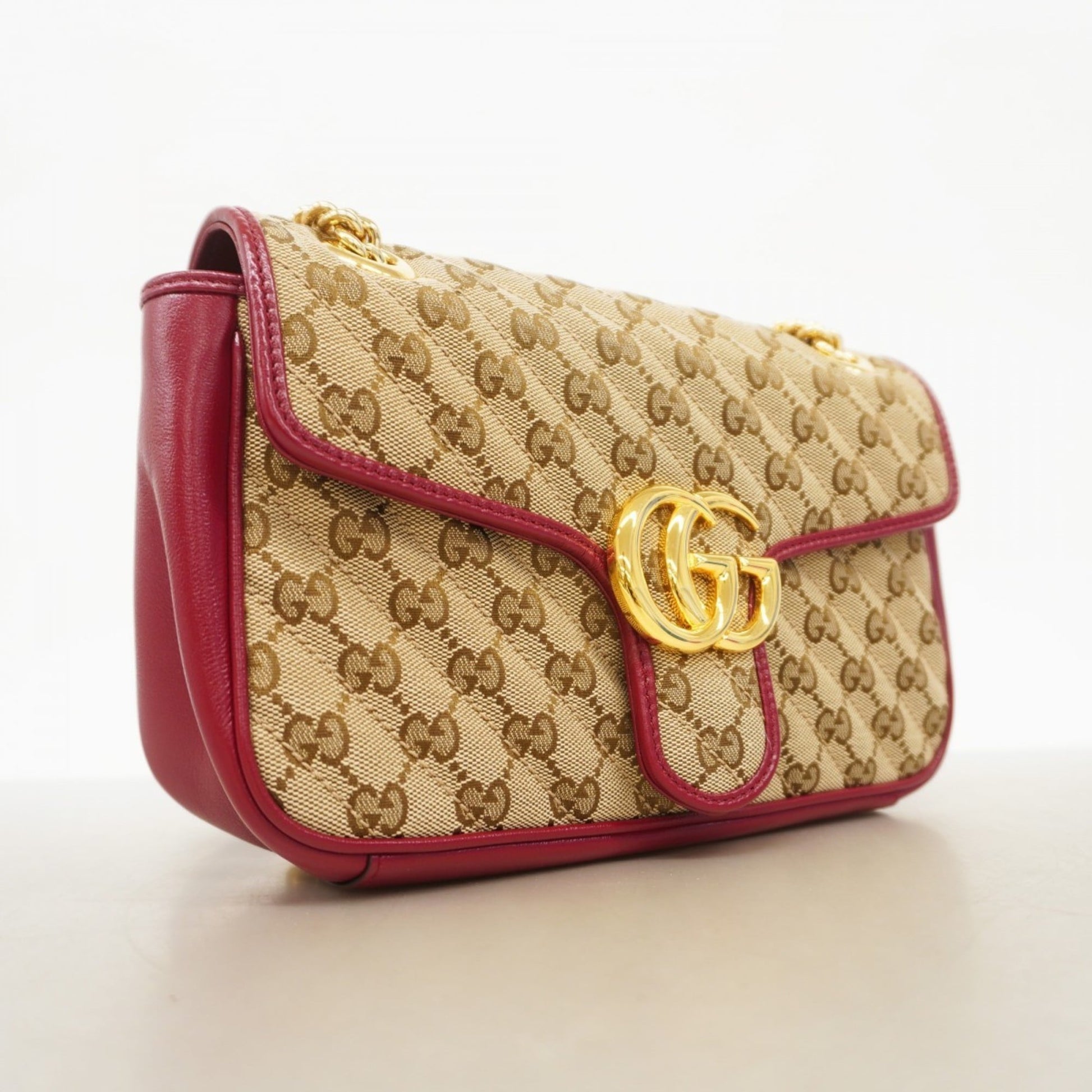 Gucci Brown Red Color Canvas Shoulder Bag