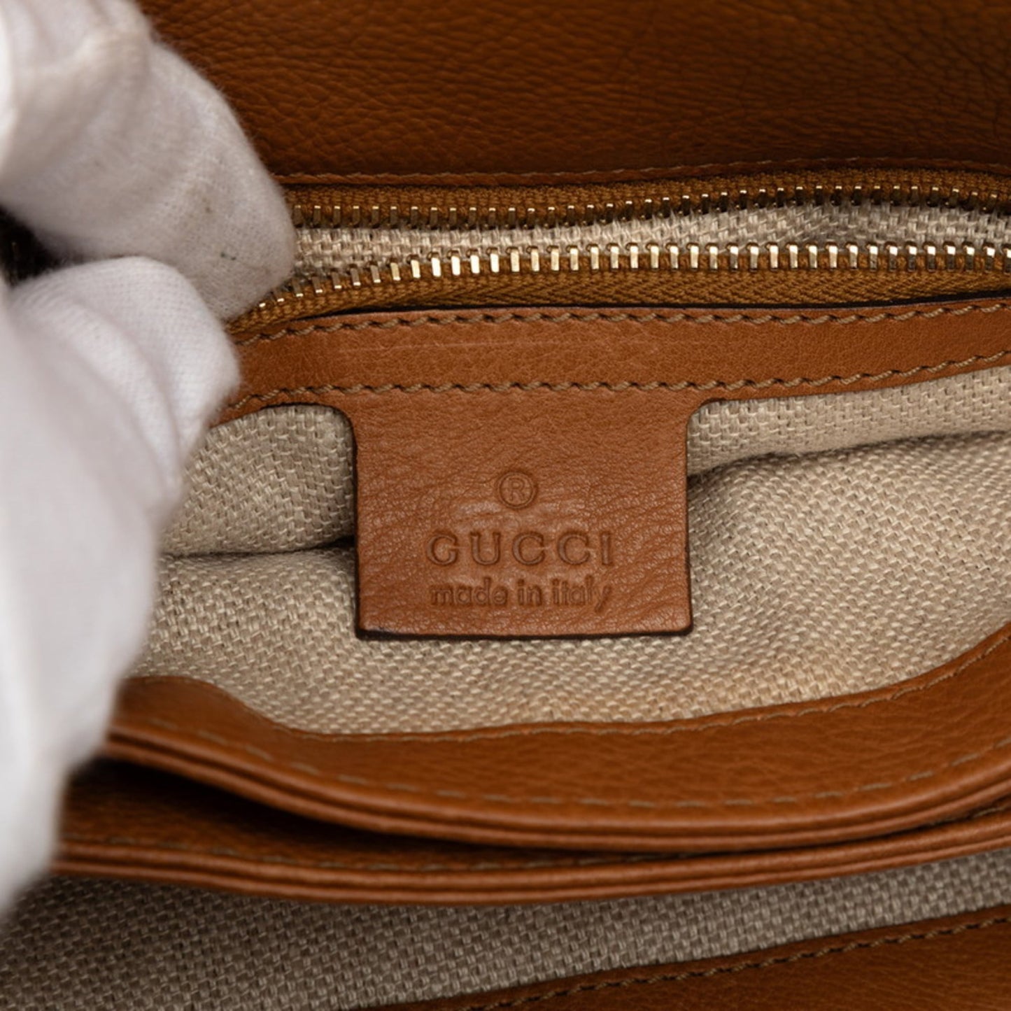 Gucci Beige Brown Canvas Leather Messenger Bag Shoulder Bag