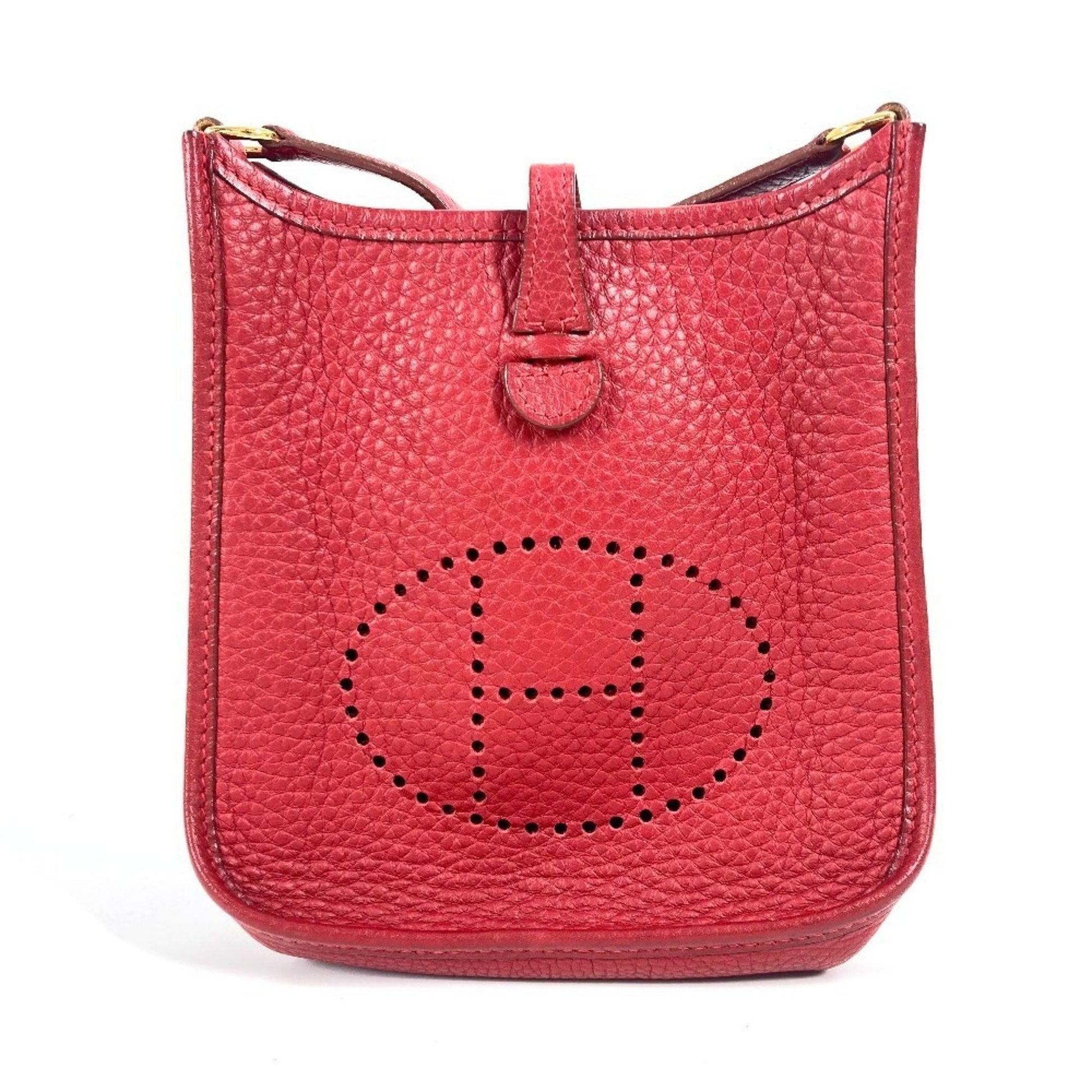 Hermes Color Rouge Taurillon Clemence Pochette Shoulder Bag Leather Red