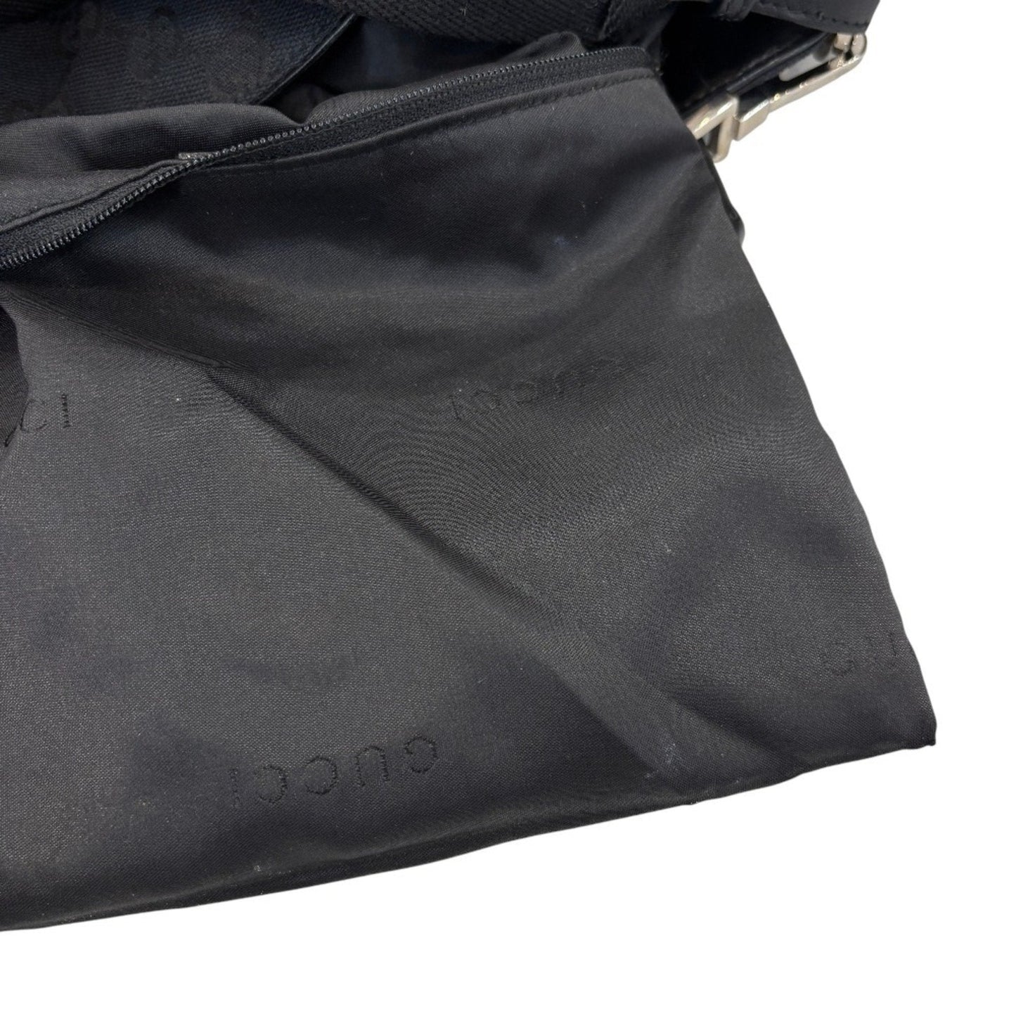 Gucci Black Leather Gg Canvas Handbag Shoulder Bag