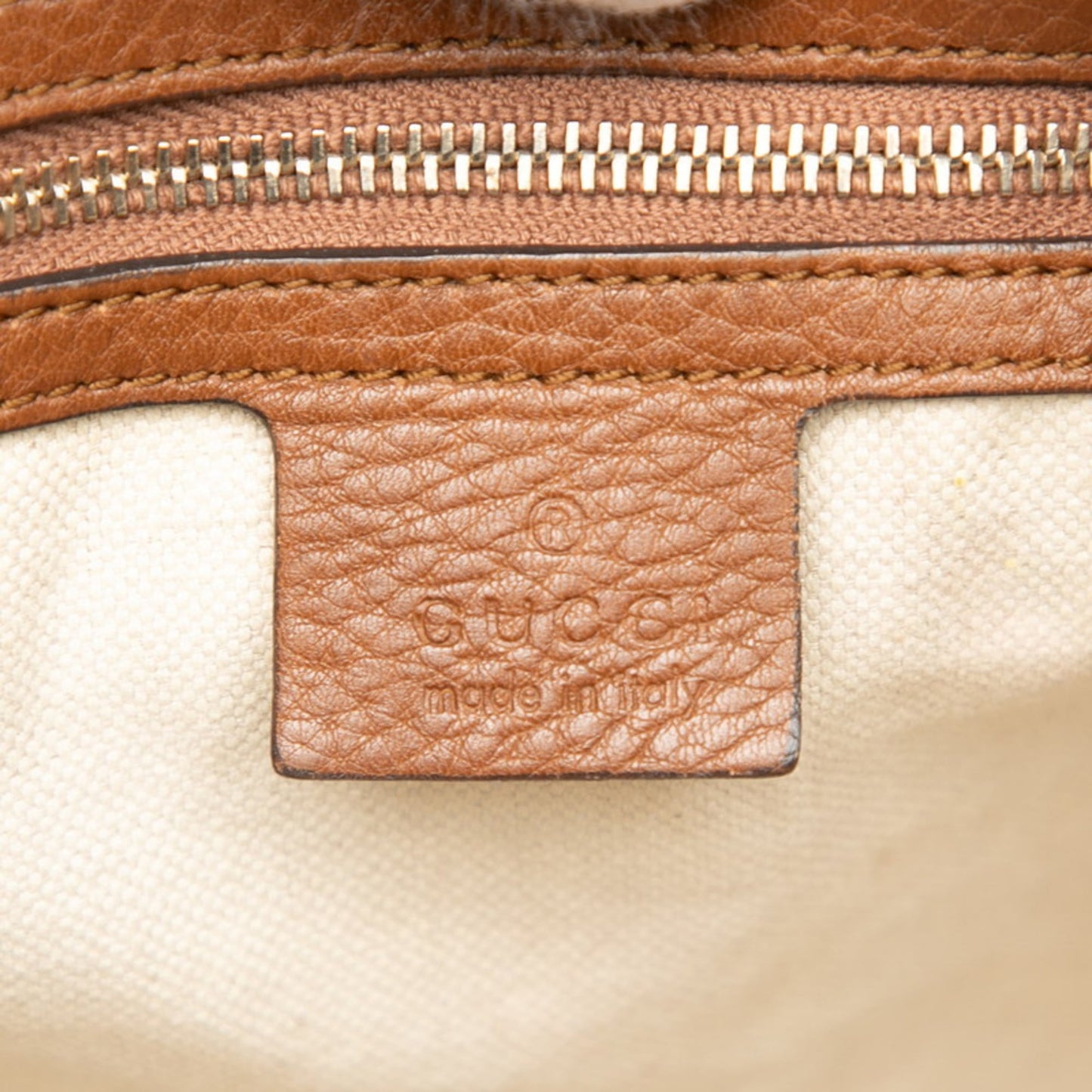 Gucci Beige Brown Canvas Leather Handbag Shoulder Bag