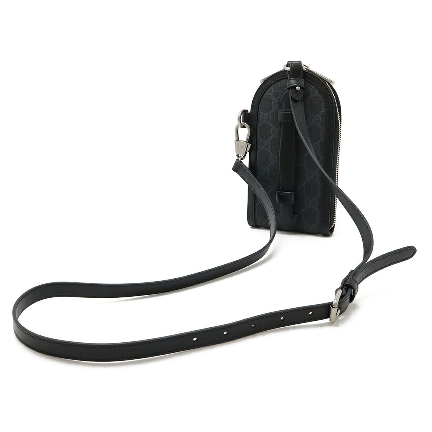 Gucci Black Gray Gg Supreme Leather Pouch Shoulder Bag