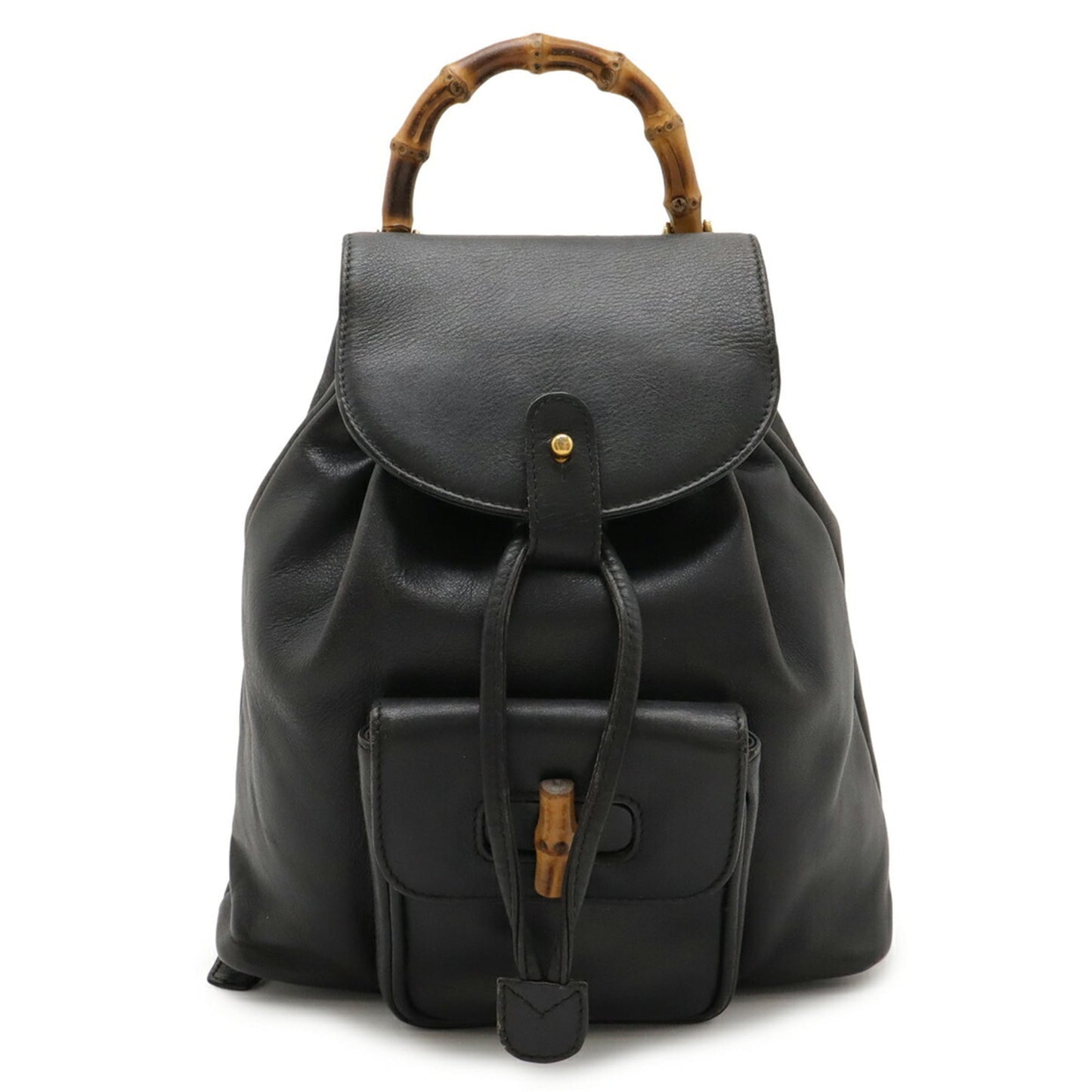 Gucci Black Bamboo Leather Backpack Shoulder Bag