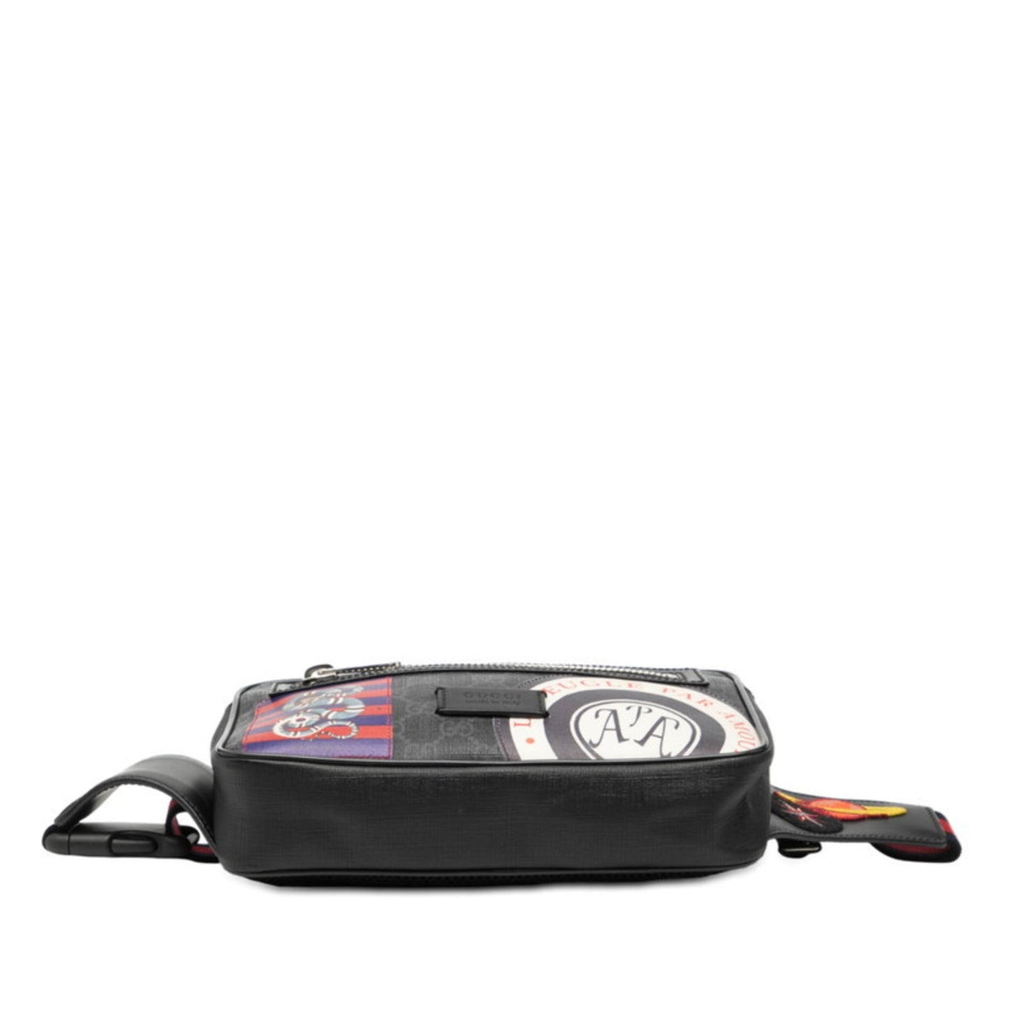 Gucci Black Multi-Color Pvc Leather Fanny Pack Sling Bag