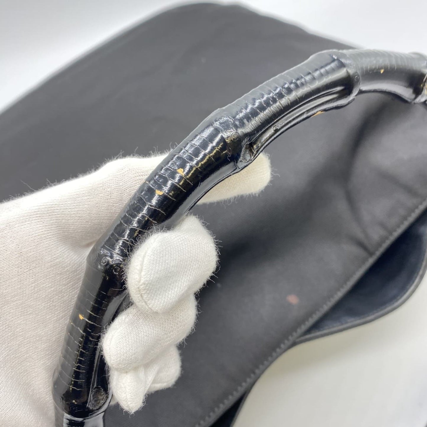 Gucci Bamboo Black Nylon Handbag Shoulder Bag