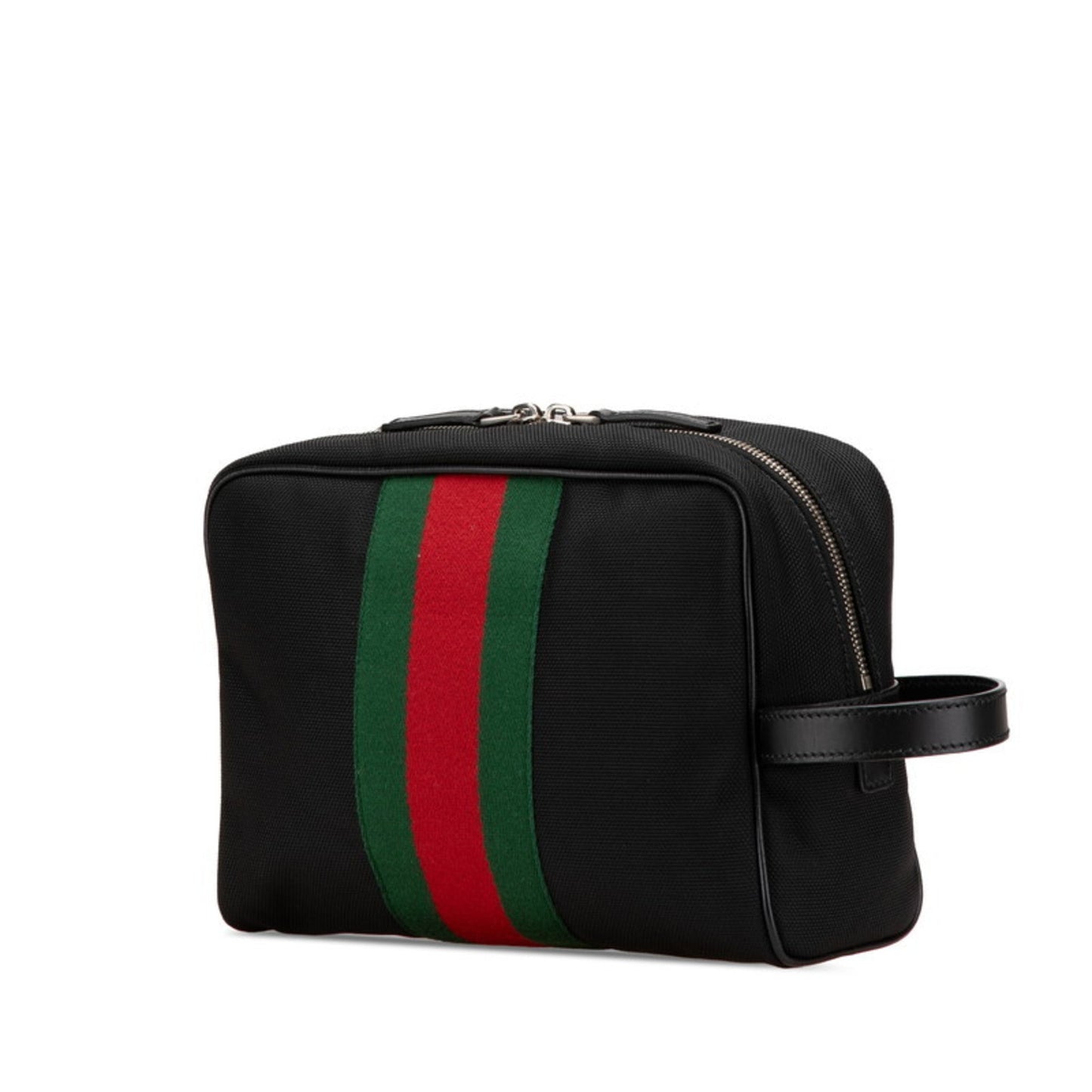 Gucci Sherry Line Black Nylon Leather Clutch Bag