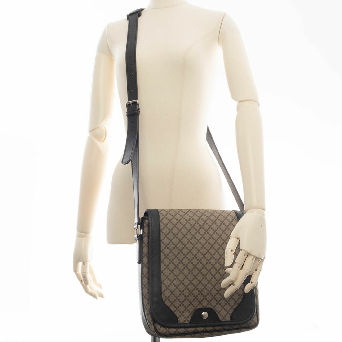 Gucci Beige Black Pvc Leather Shoulder Bag