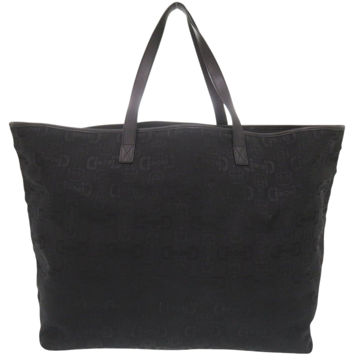 Gucci Black Canvas Leather Tote Bag