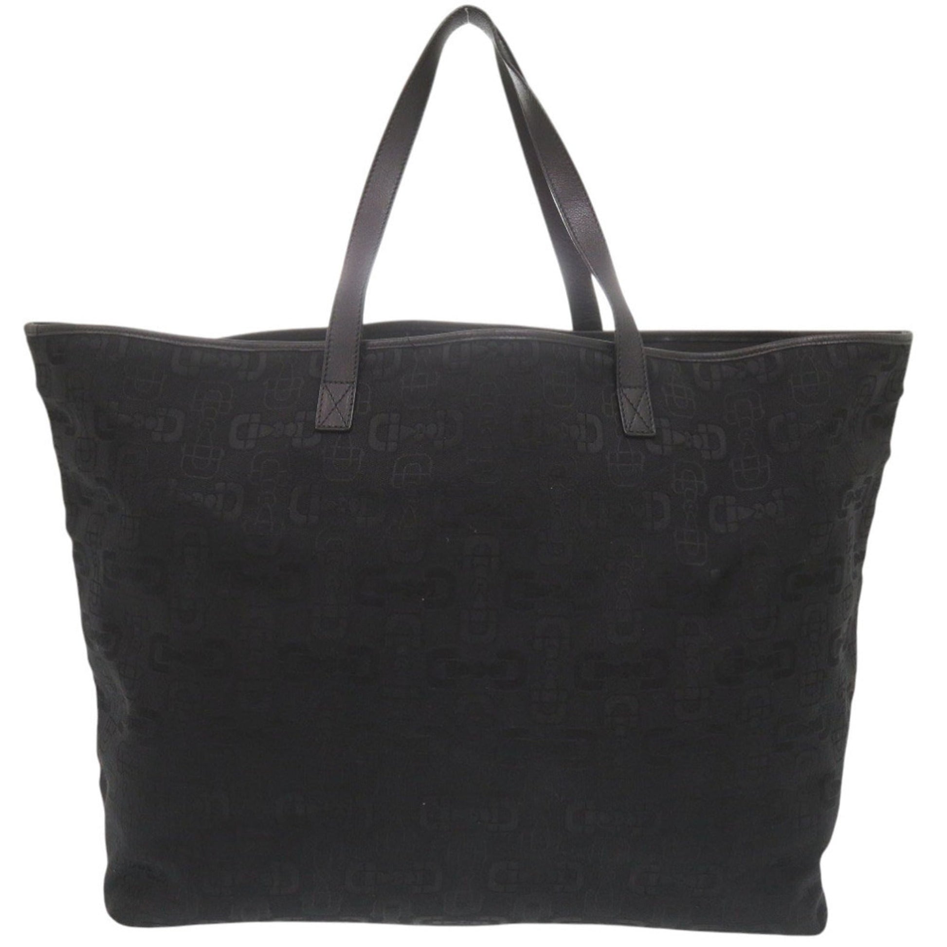 Gucci Black Canvas Leather Tote Bag