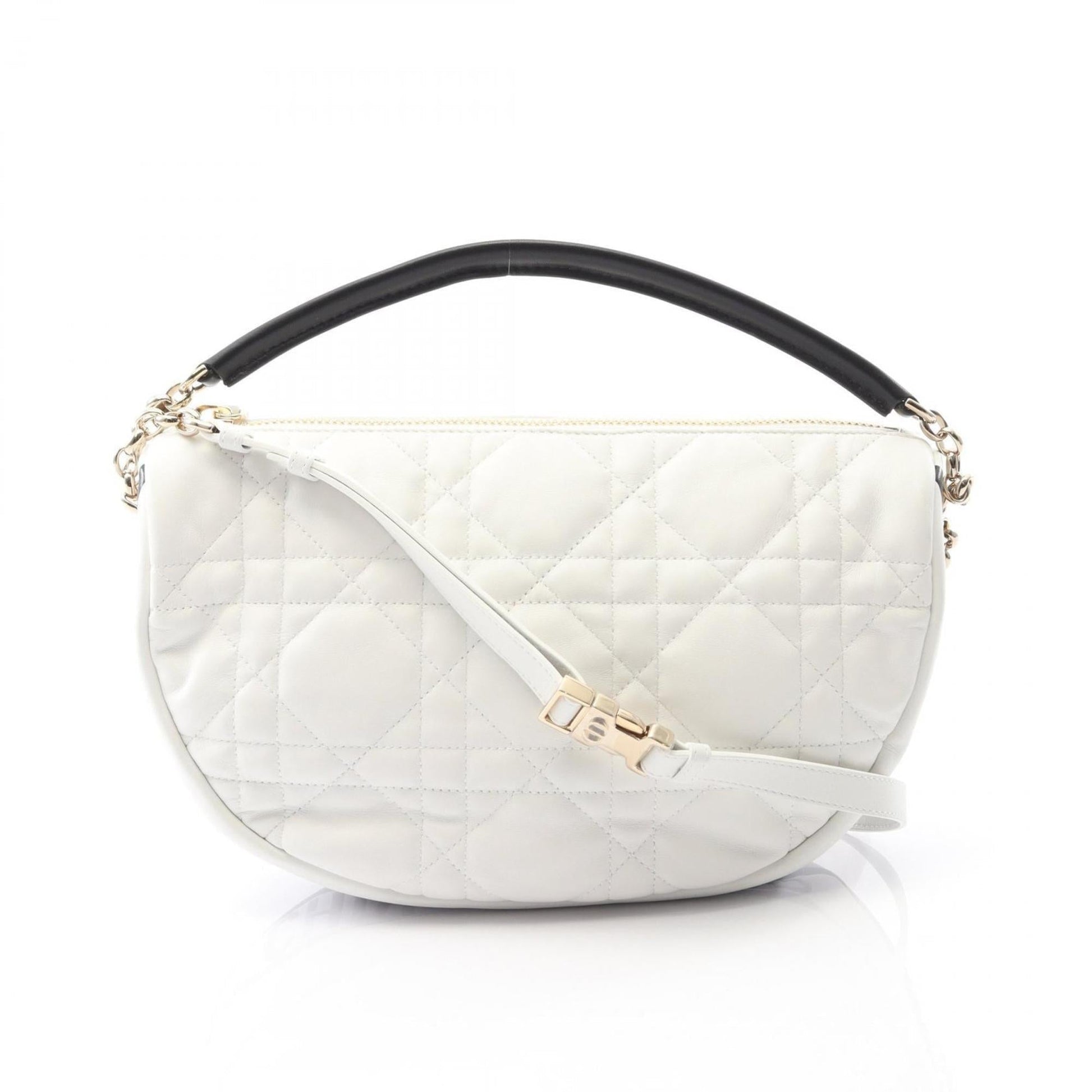 Dior Handbag Christian Leather Black White
