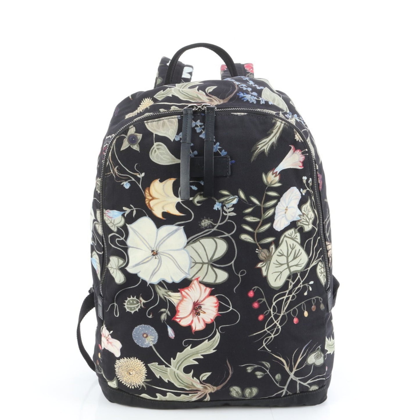 Gucci Black Leather Canvas Backpack Shoulder Bag