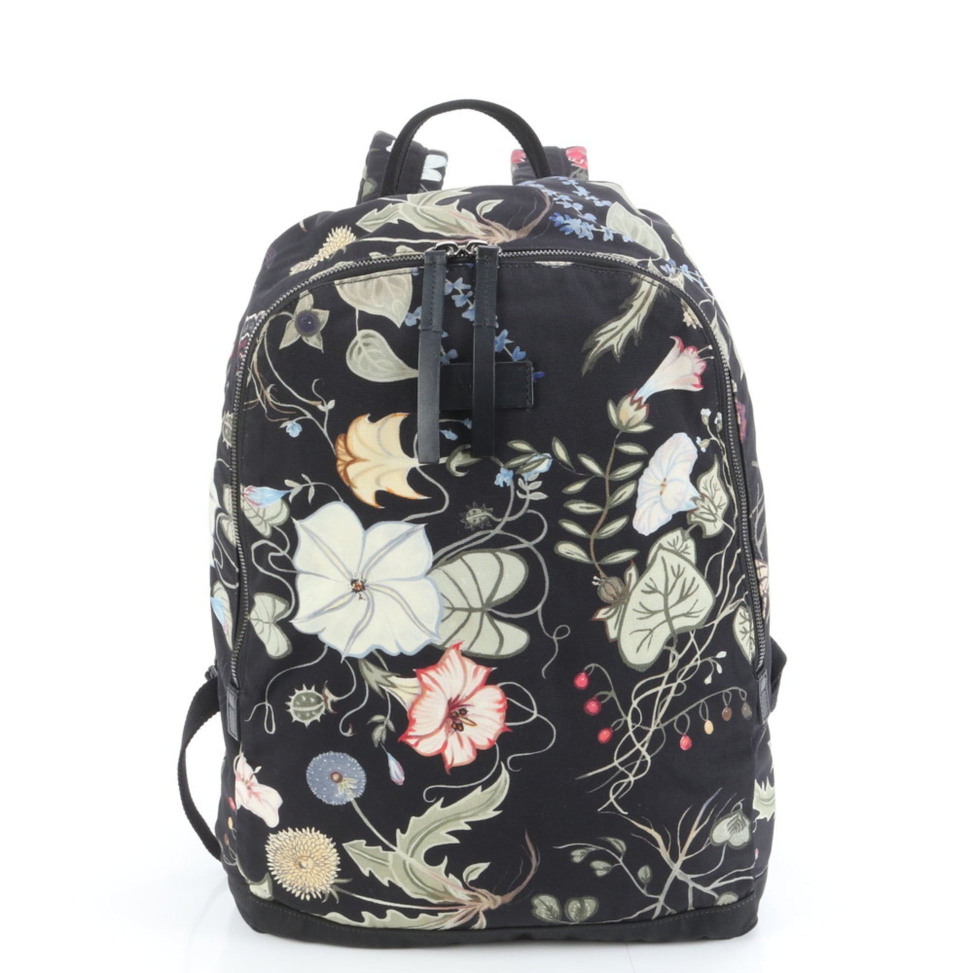 Gucci Black Leather Canvas Backpack Shoulder Bag