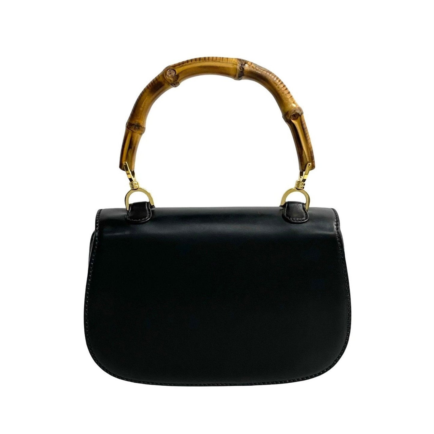 Gucci Black Bamboo Leather Handbag Tote Bag