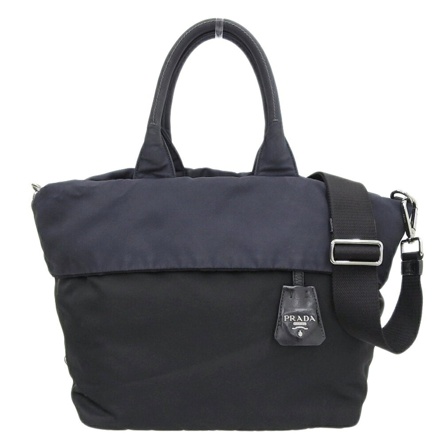 Prada Reversible 2Way Bag Nylon Black Navy Travel Bag