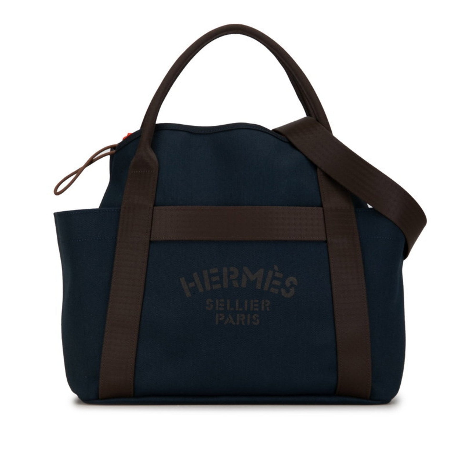 Hermes Handbag Shoulder Bag Tote Bag Leather Canvas Brown