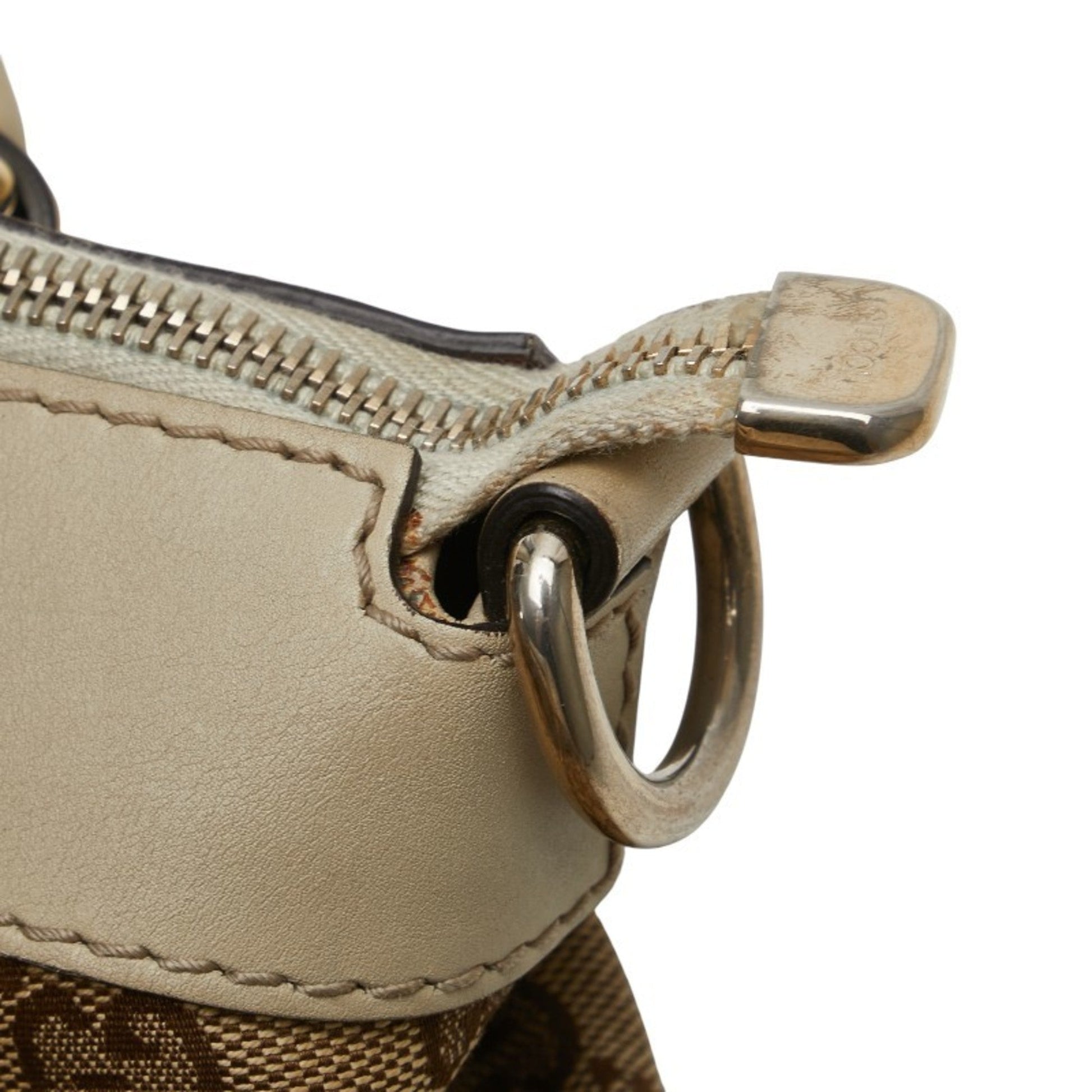 Gucci Gg Canvas Beige Gg Canvas Leather Shoulder Bag Tote Bag