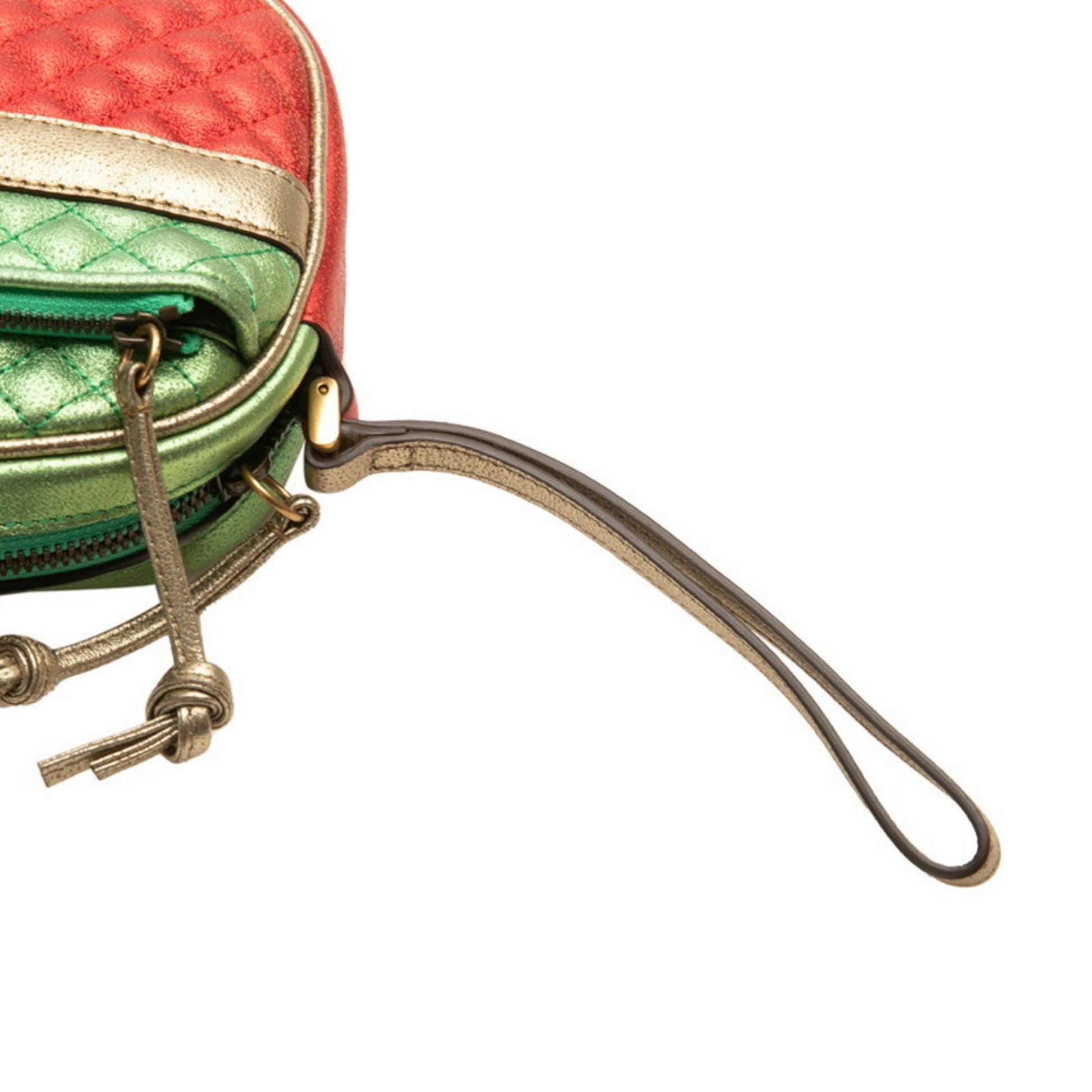 Gucci Gold Green Red Color Leather Clutch Bag