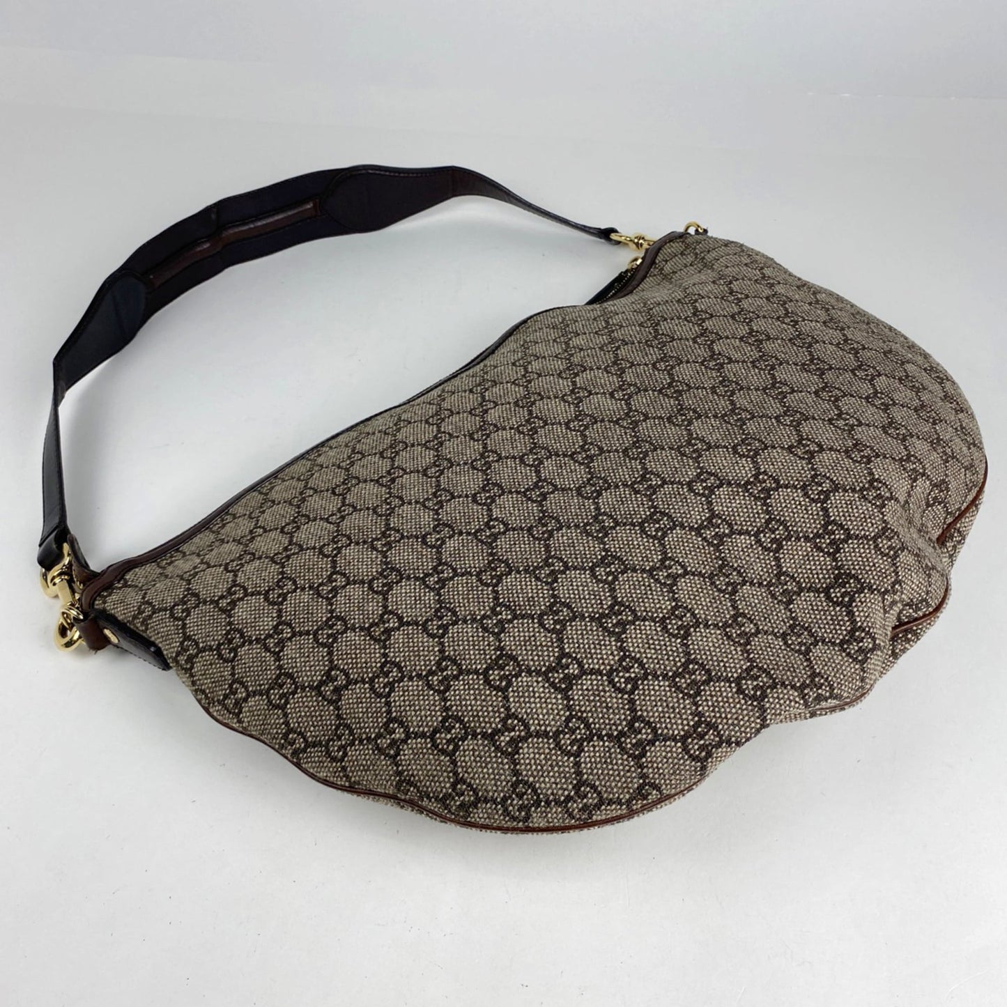 Gucci Brown Fabric Leather Shoulder Bag