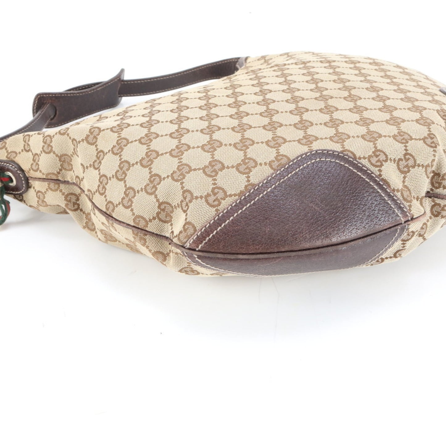 Gucci Brown Leather Canvas Shoulder Bag