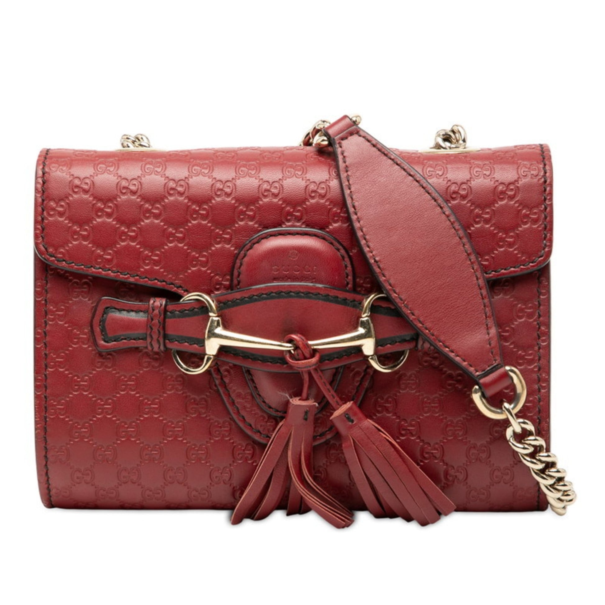 Gucci Red Color Wine Leather Shoulder Bag