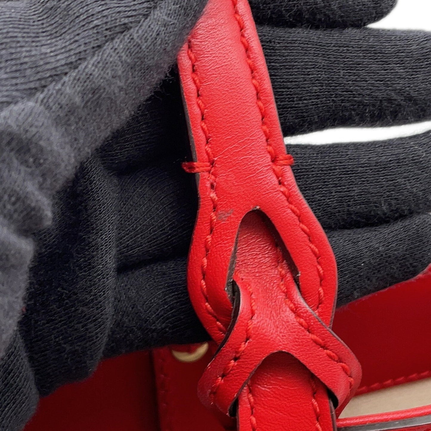 Gucci Red Color Leather Pouch Tote Bag