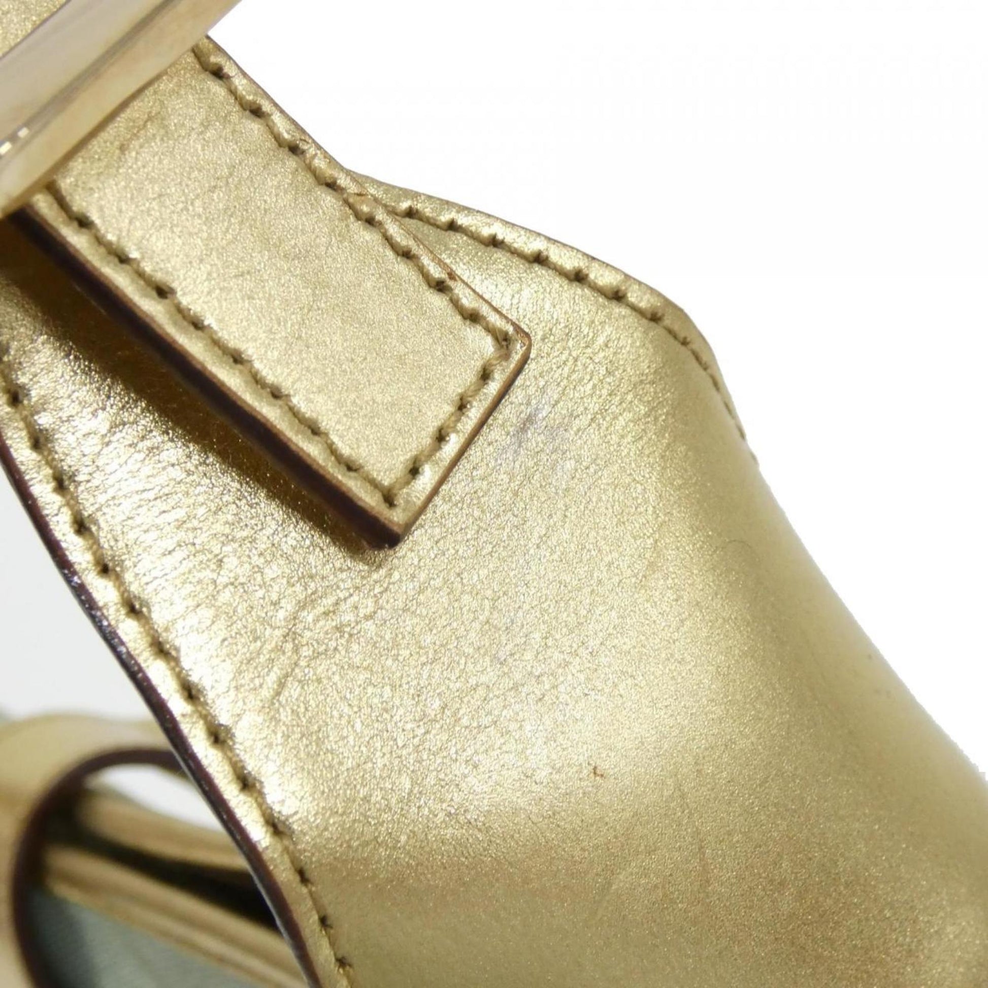 Gucci Gold Light Blue Canvas Leather Shoulder Bag